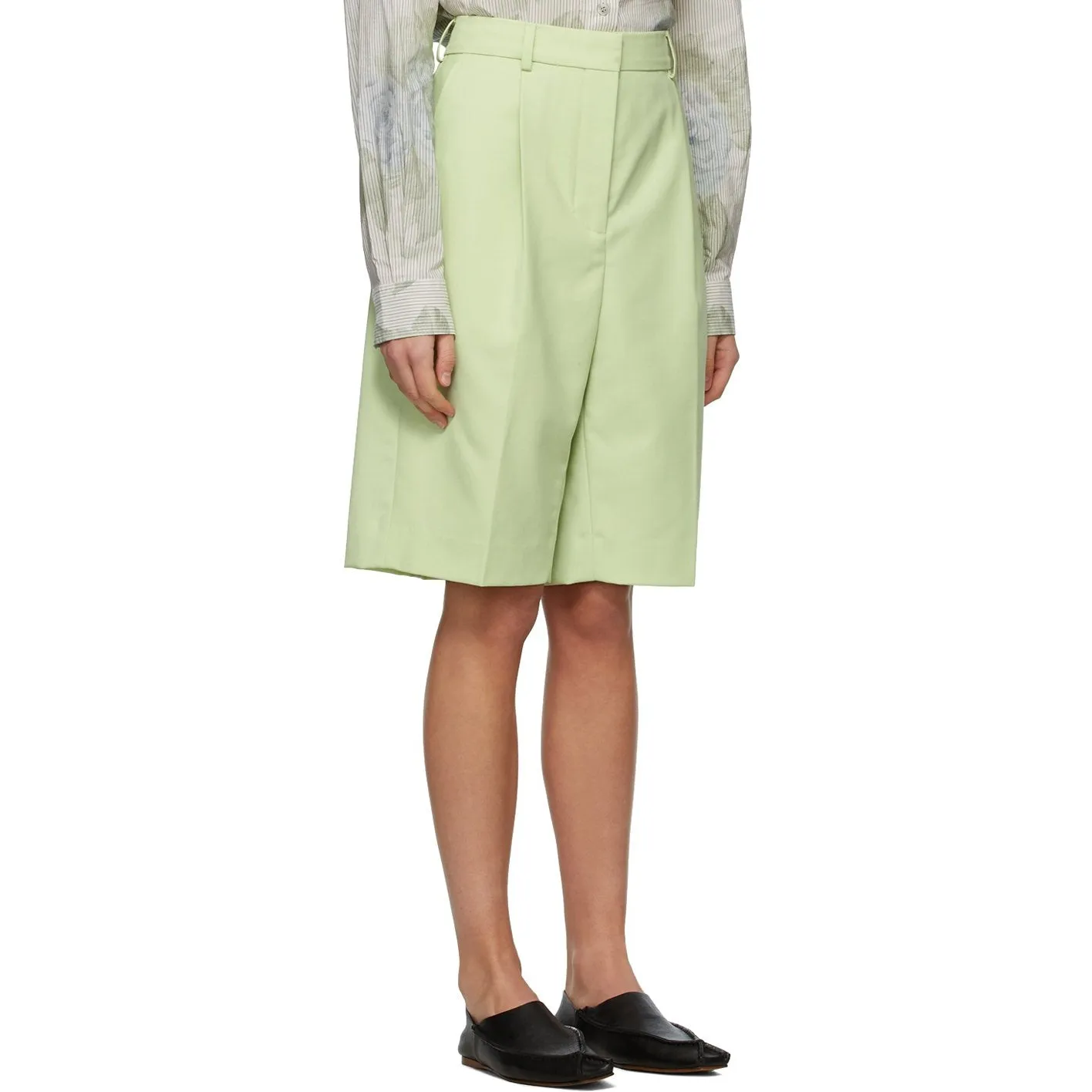 Acne Studios Green Wool Knee-Length Shorts