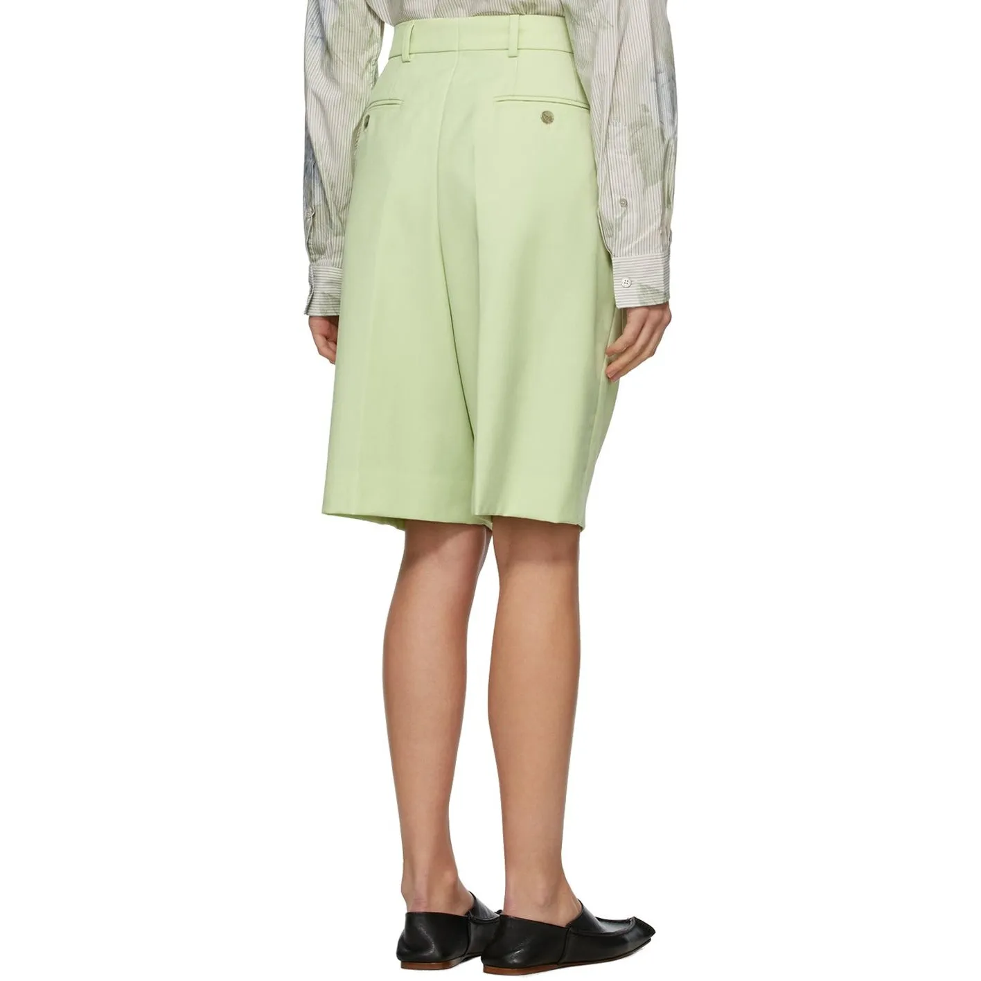 Acne Studios Green Wool Knee-Length Shorts