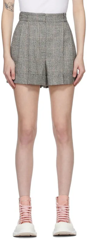 Alexander McQueen Black Wool Check Shorts