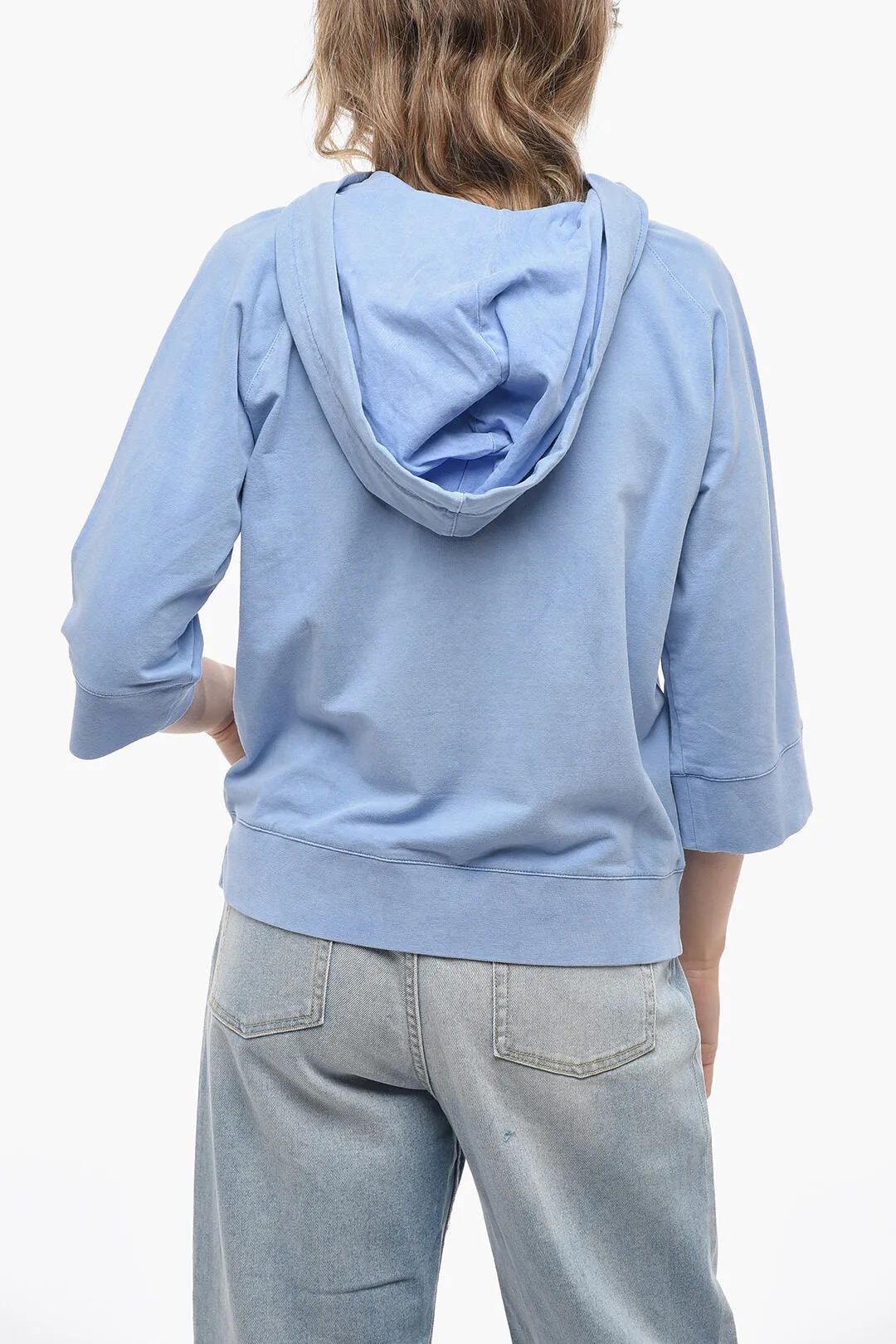 Arovescio 3/4 Sleeve Hoodie with Patch Pocket
