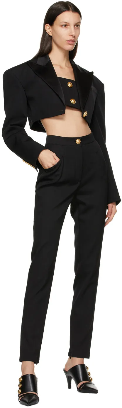 Balmain Black Virgin Wool Leggings