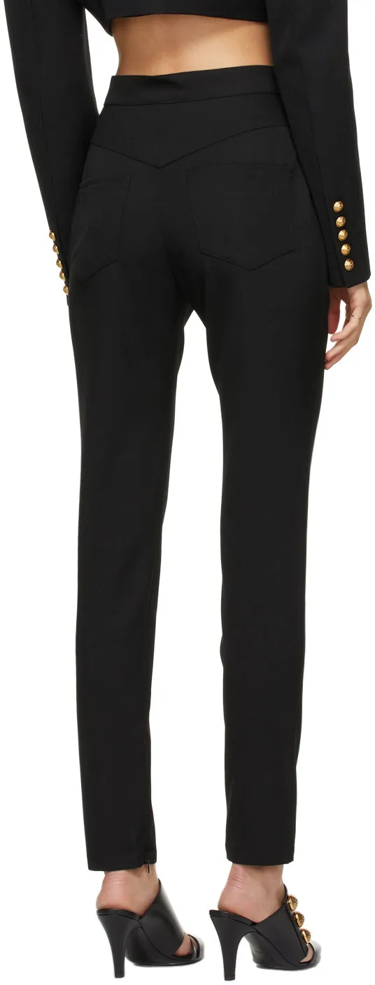 Balmain Black Virgin Wool Leggings