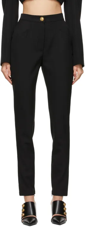 Balmain Black Virgin Wool Leggings