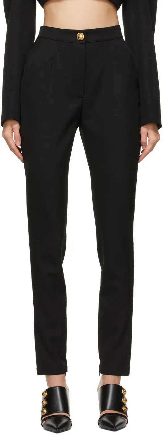 Balmain Black Virgin Wool Leggings