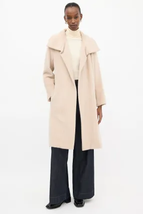 Beige Funnel Neck Wrap Coat