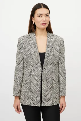 Black & White Chevron Striped Blazer