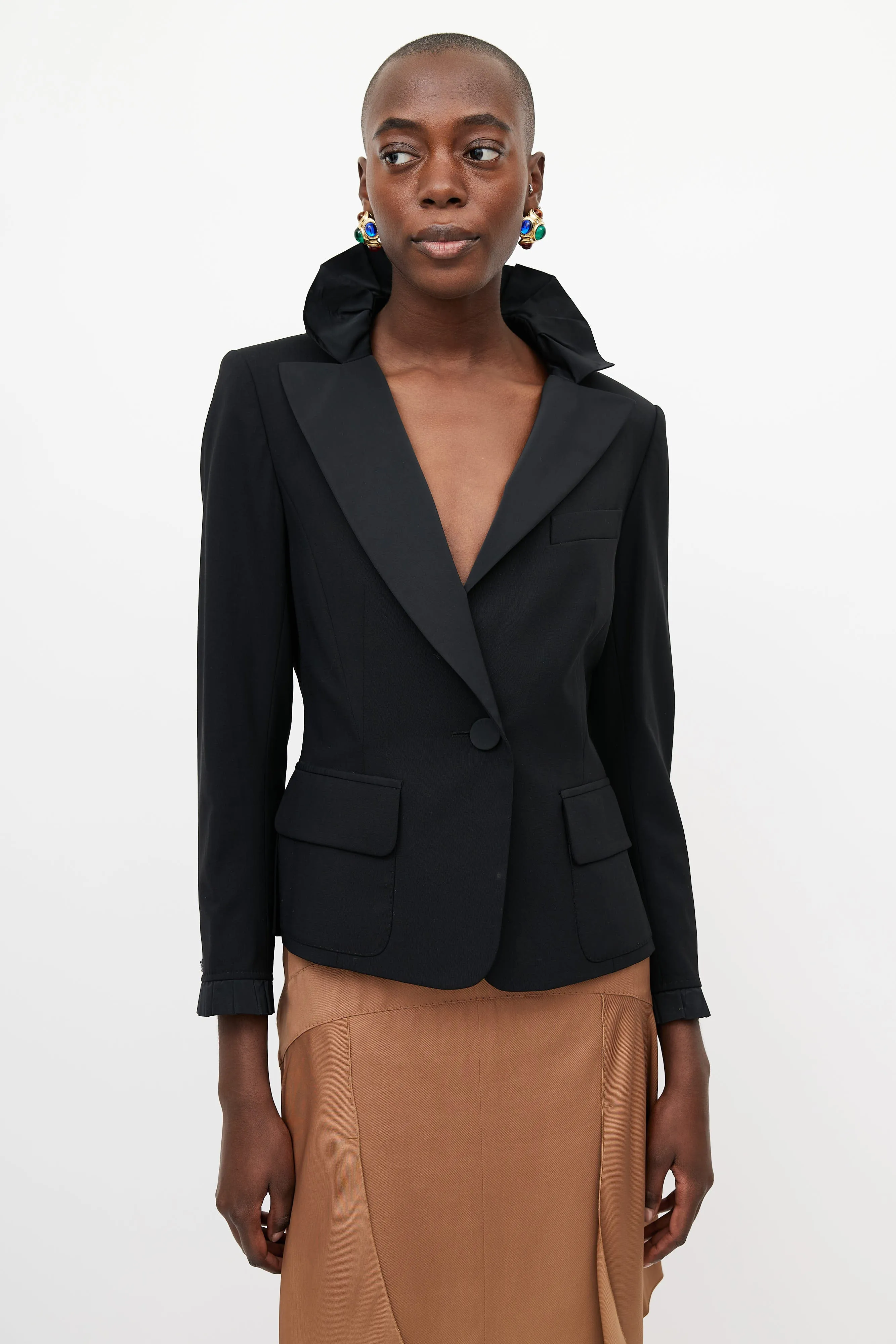 Black Ruffled Blazer