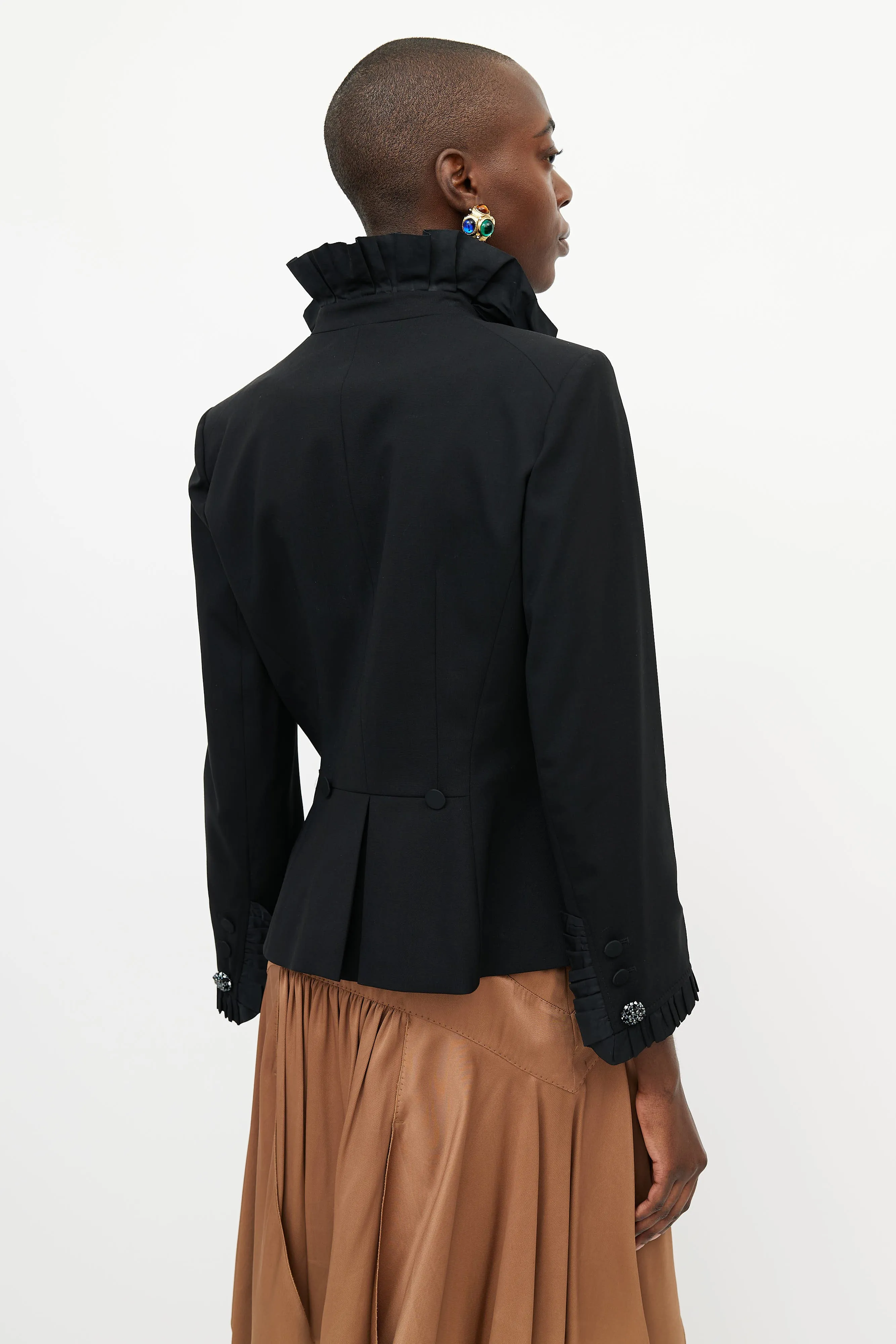 Black Ruffled Blazer