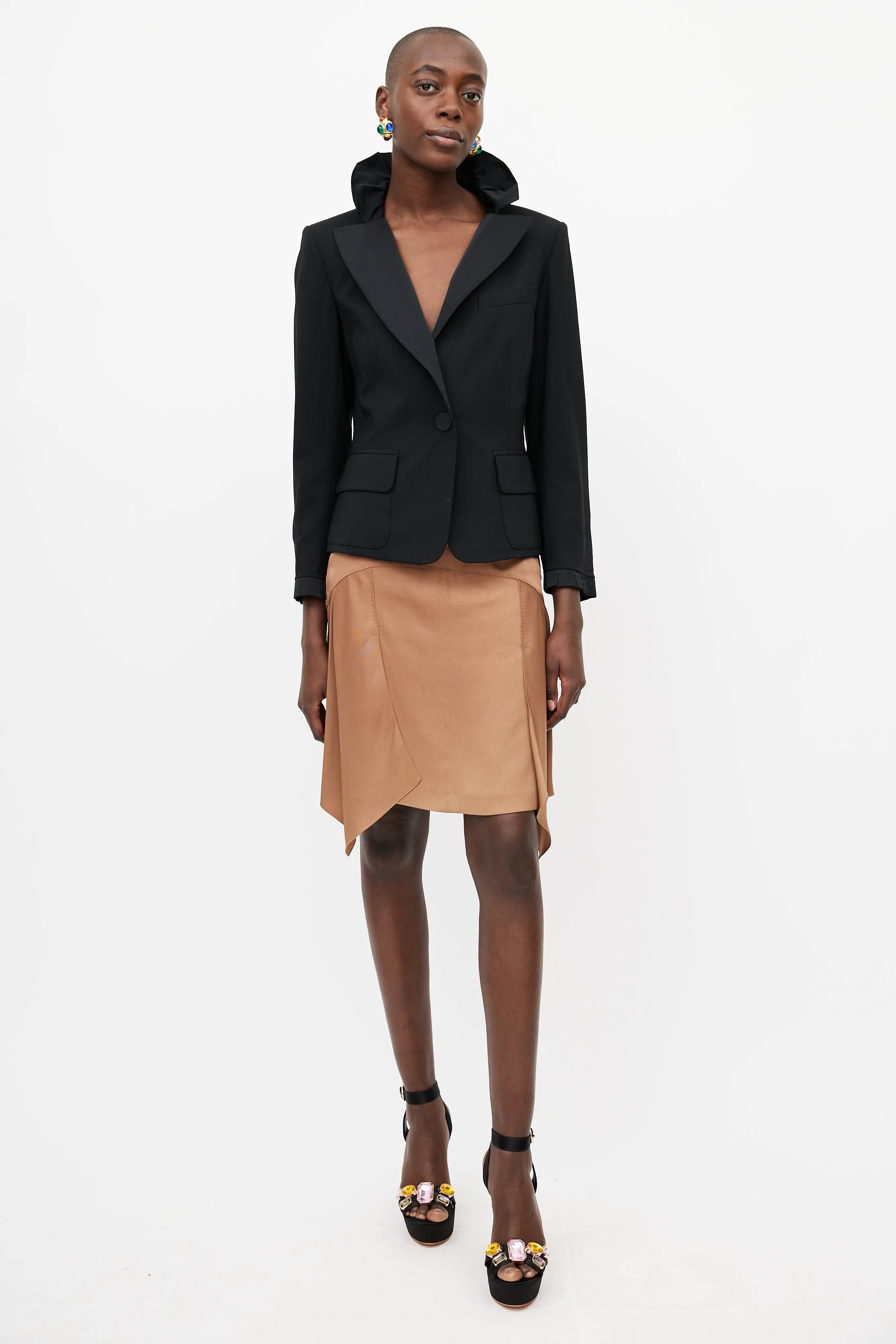Black Ruffled Blazer