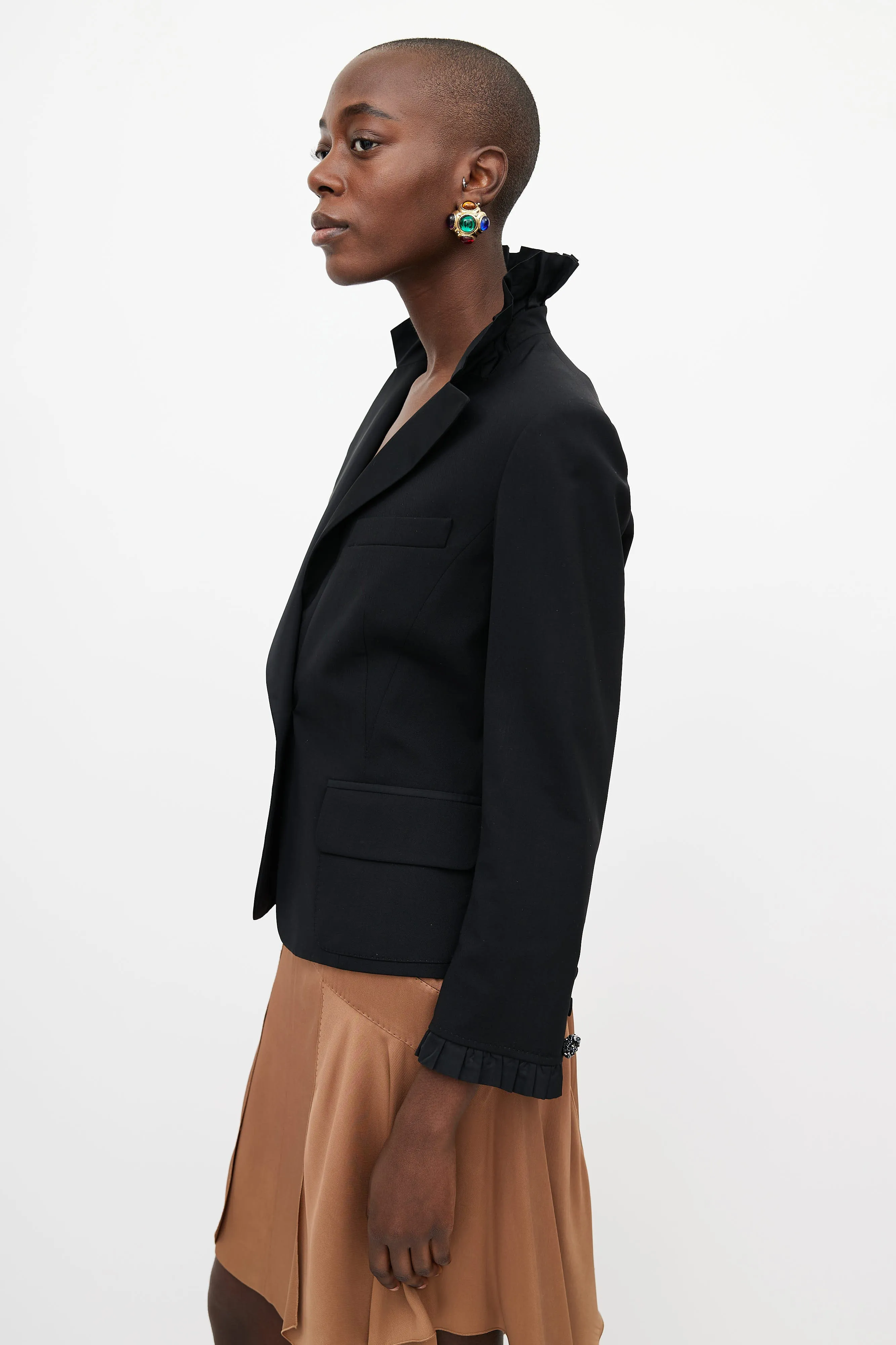 Black Ruffled Blazer