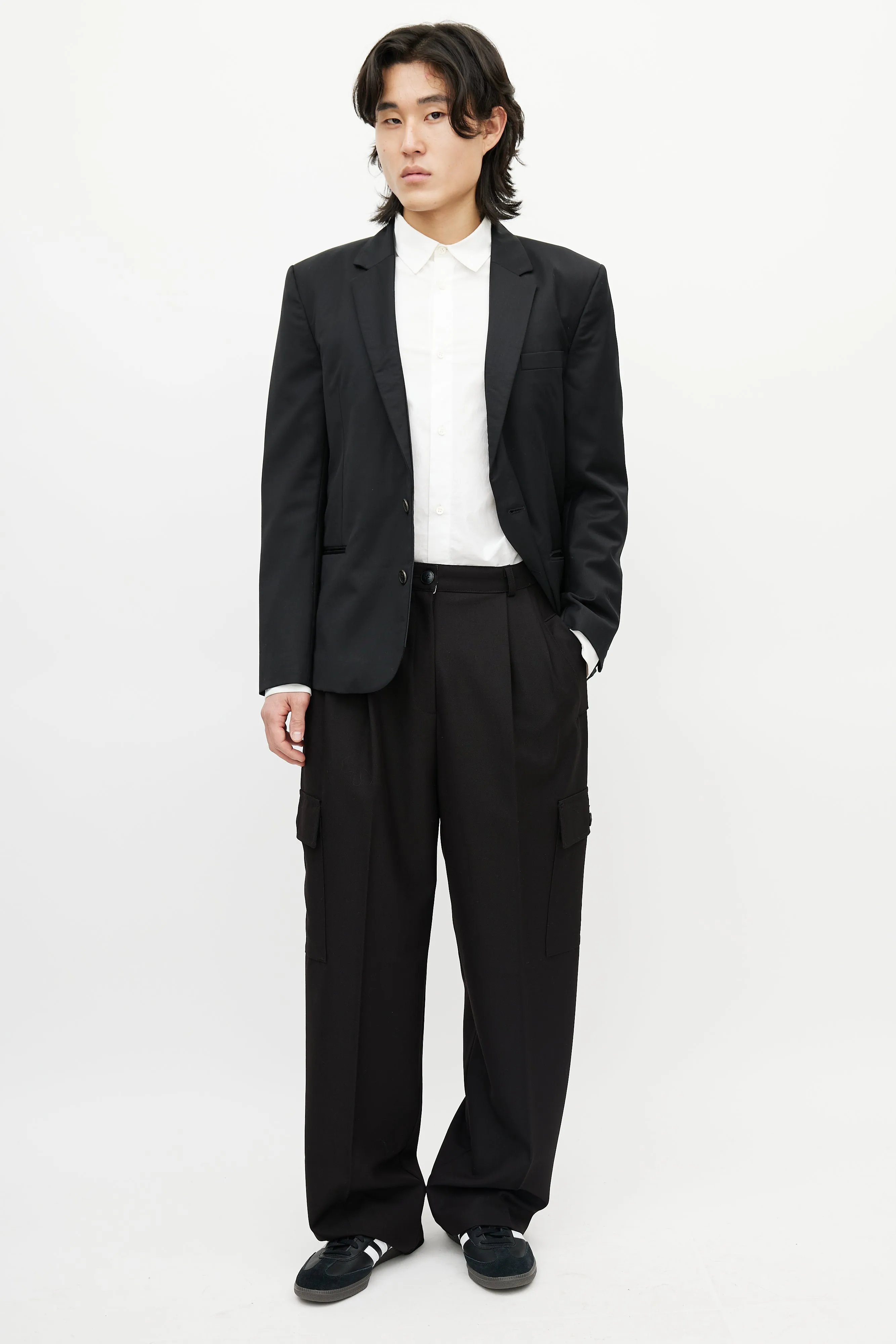Black Wool Three Pocket Blazer