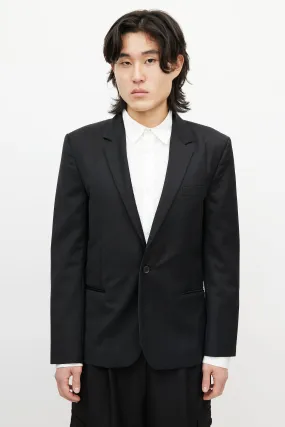 Black Wool Three Pocket Blazer