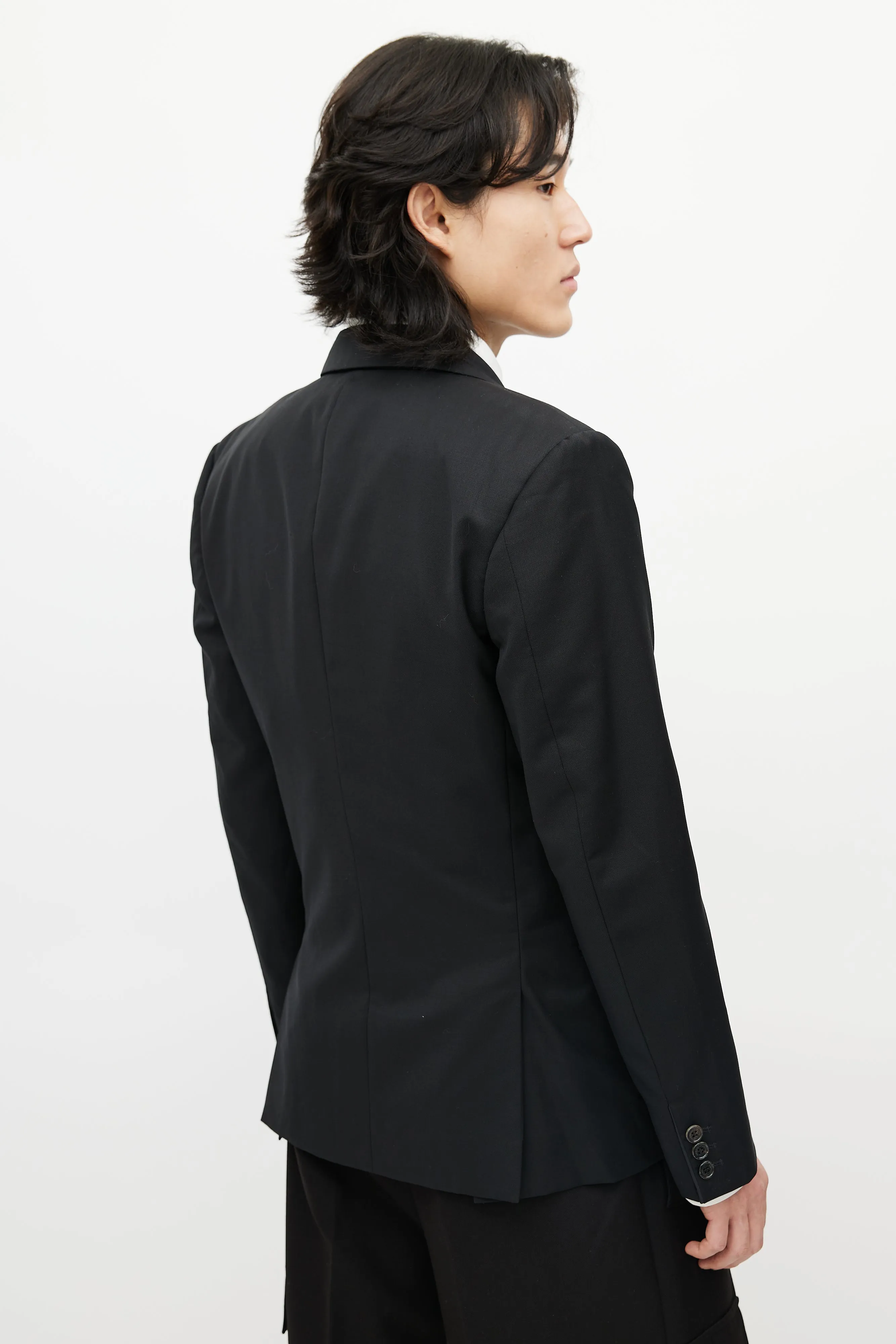Black Wool Three Pocket Blazer