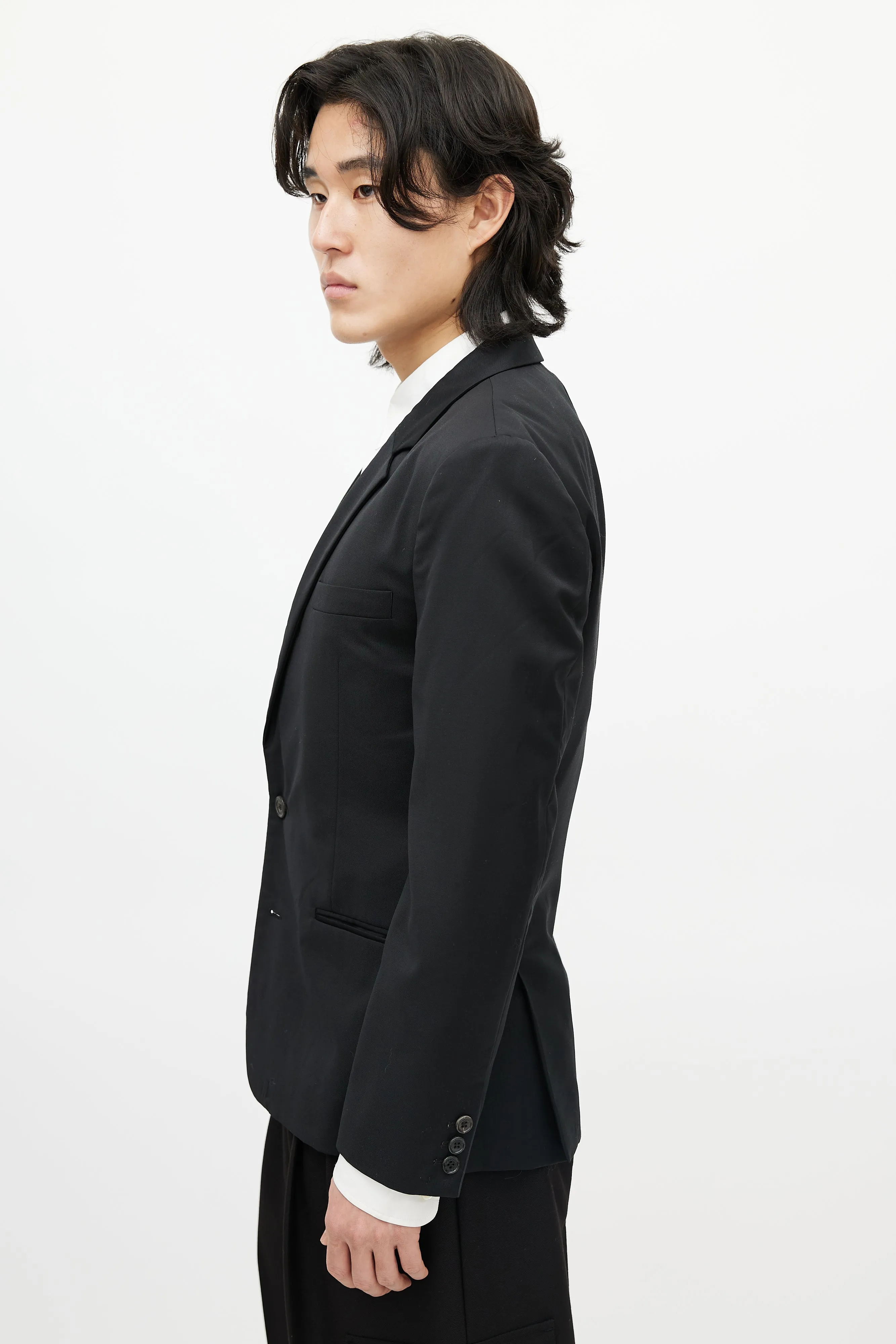 Black Wool Three Pocket Blazer