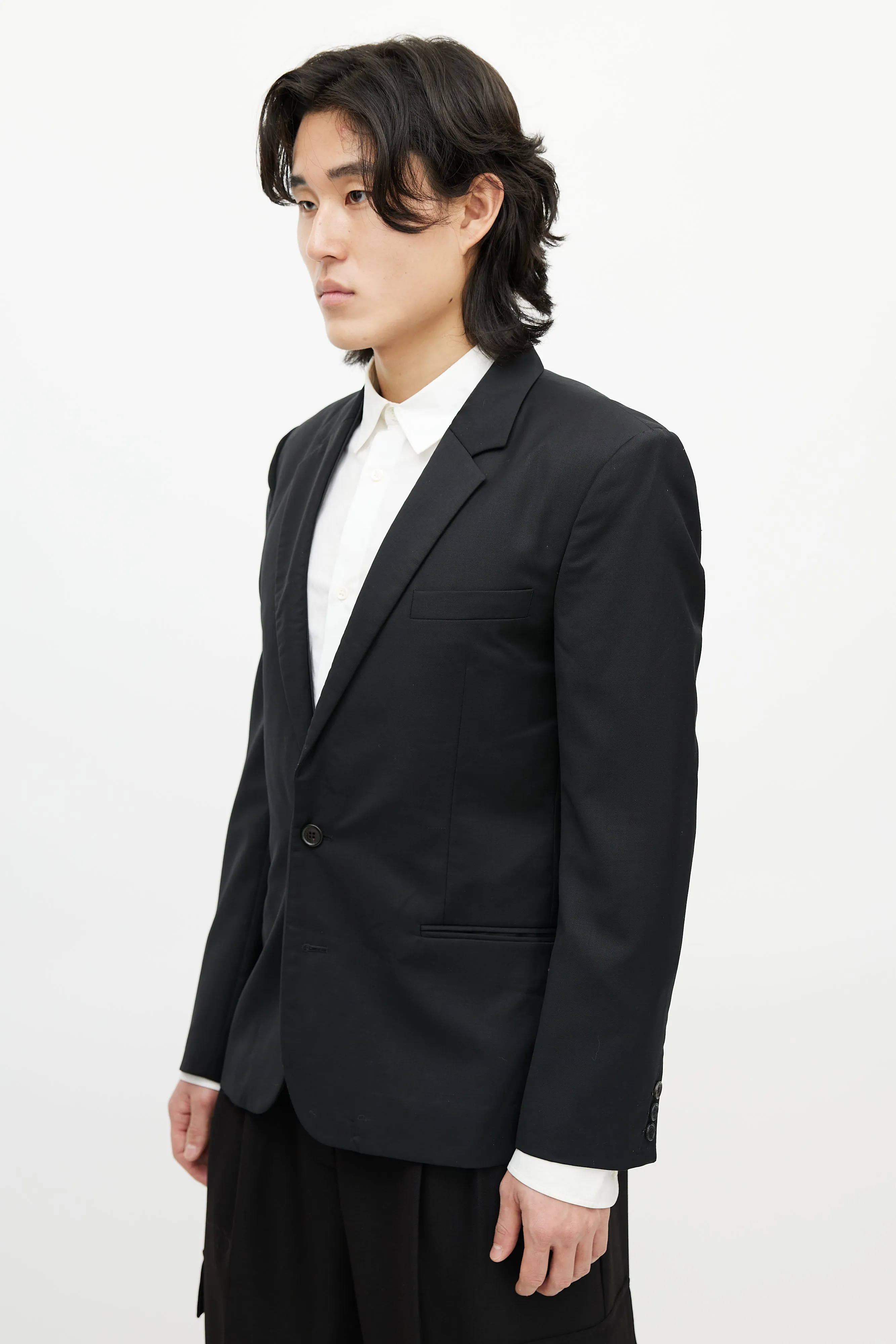Black Wool Three Pocket Blazer