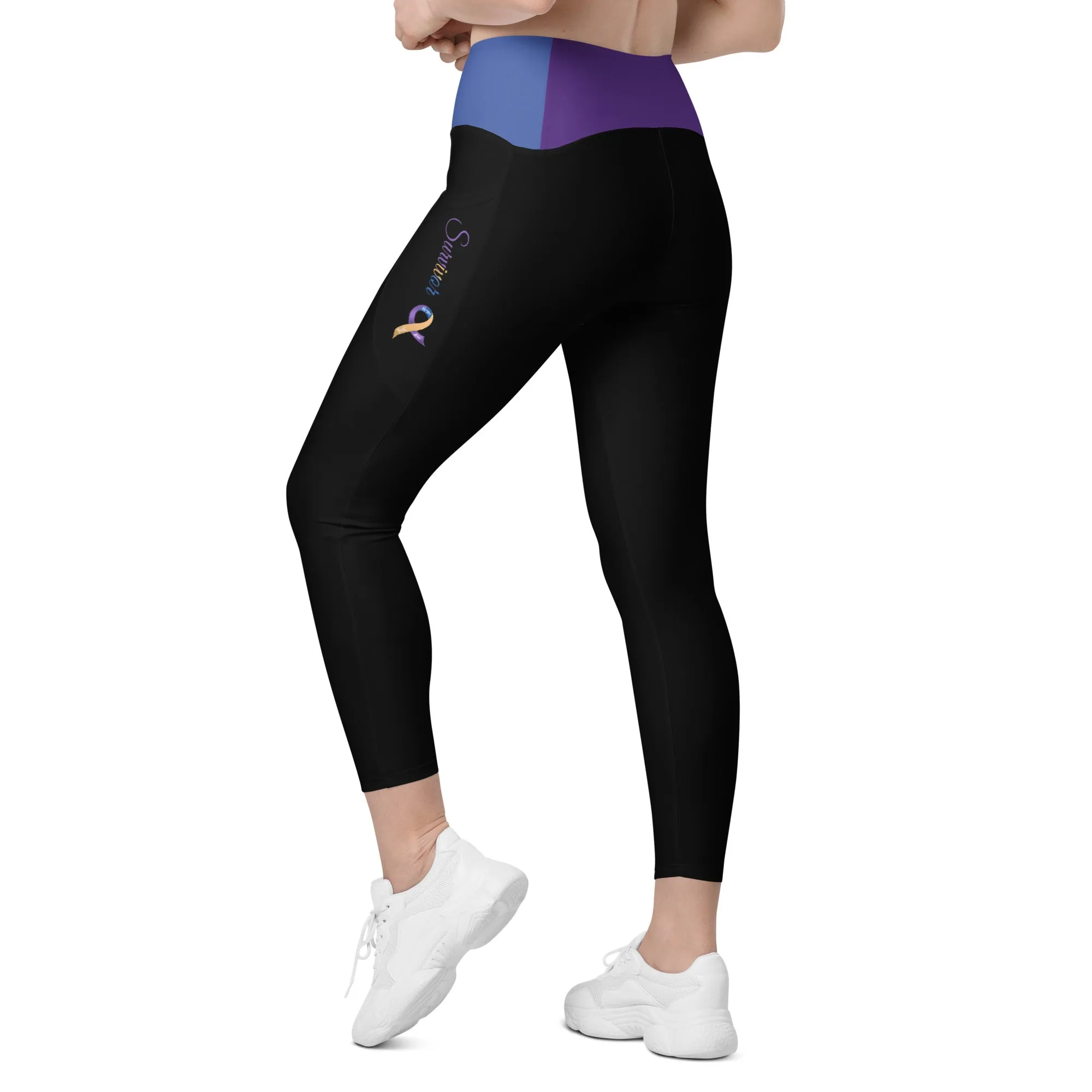 Bladder Cancer "Survivor" Ribbon Leggings with Pockets