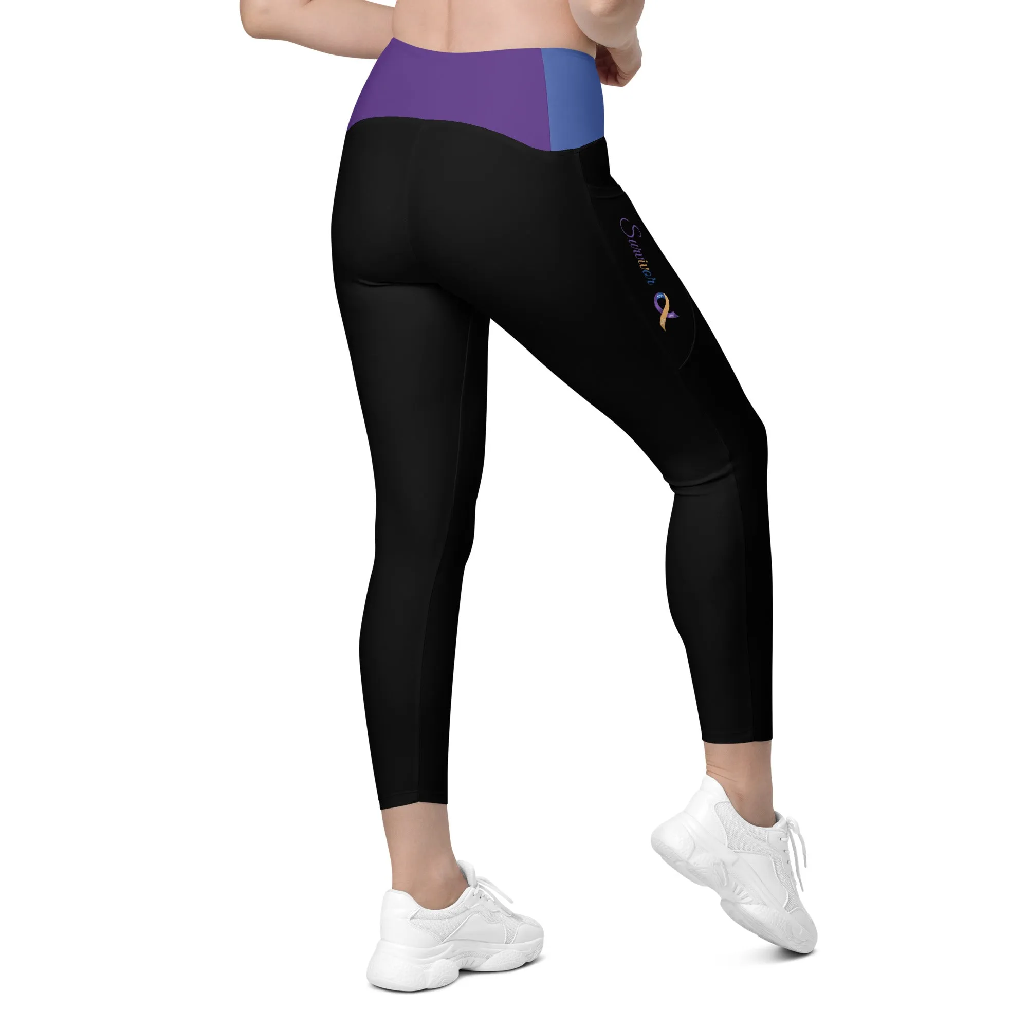 Bladder Cancer "Survivor" Ribbon Leggings with Pockets