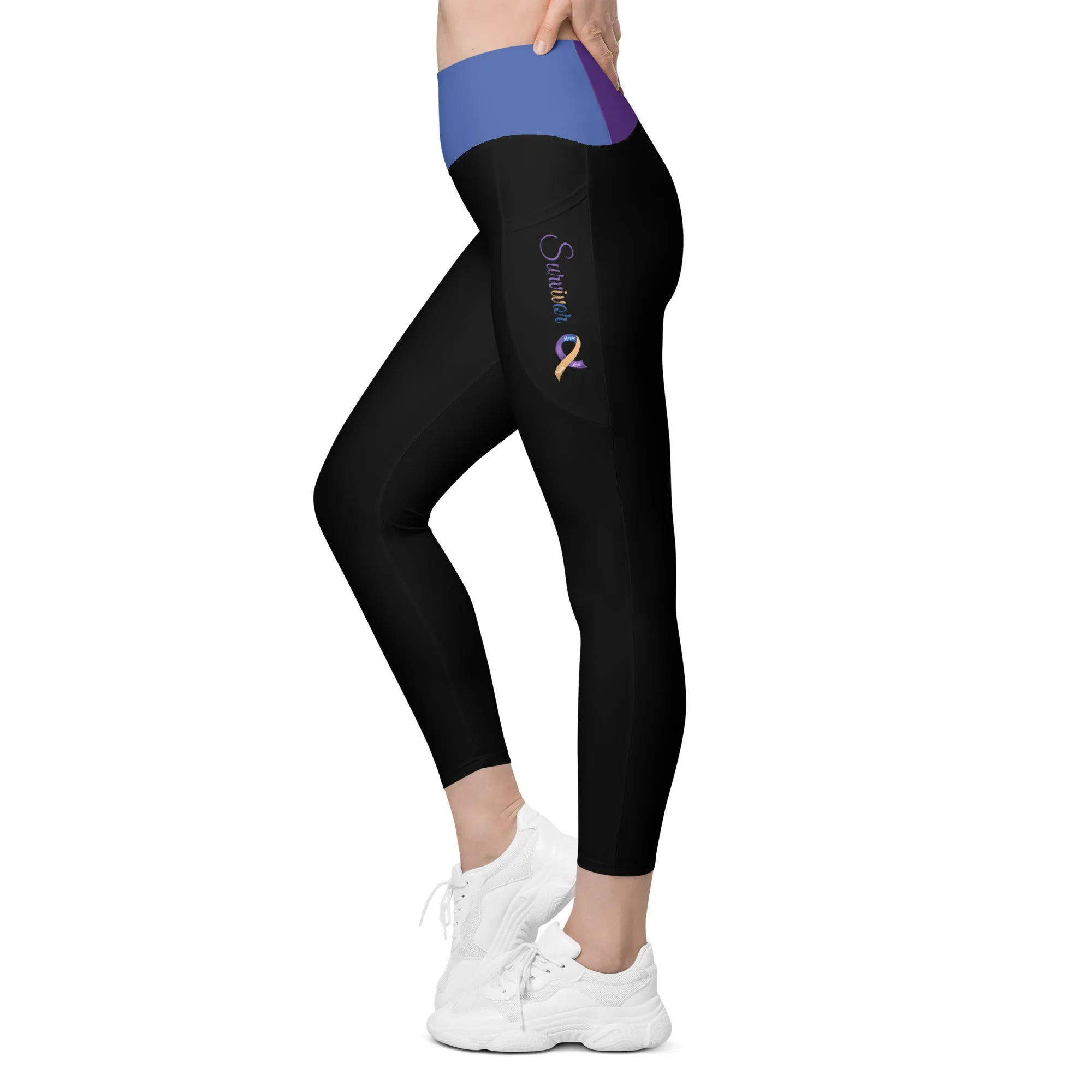 Bladder Cancer "Survivor" Ribbon Leggings with Pockets