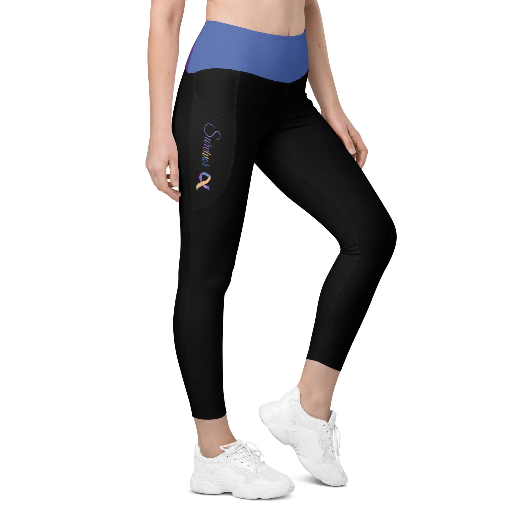 Bladder Cancer "Survivor" Ribbon Leggings with Pockets