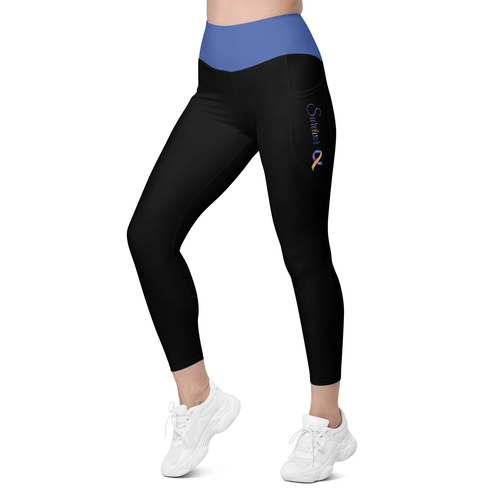 Bladder Cancer "Survivor" Ribbon Leggings with Pockets