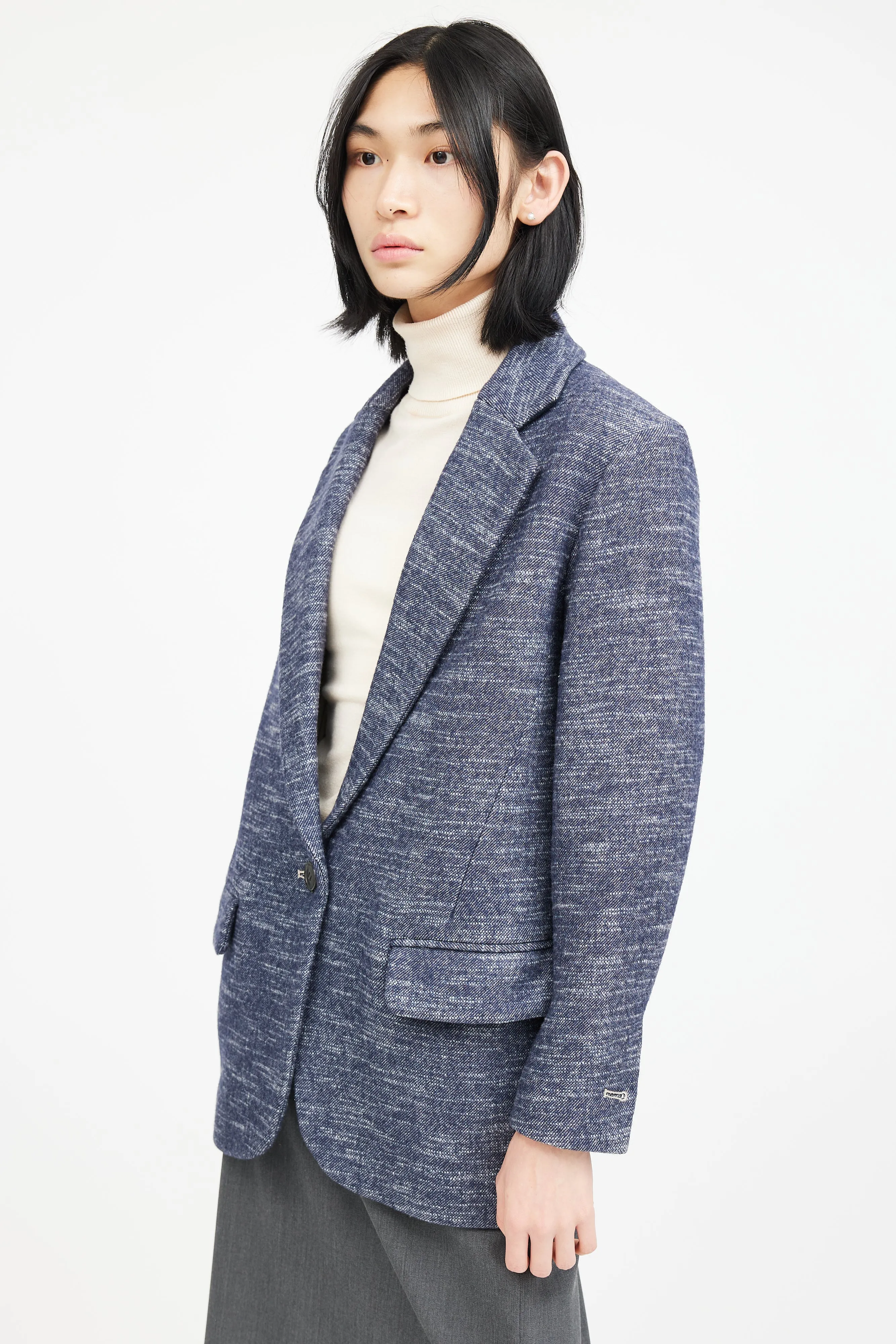 Blue & White Wool Blazer