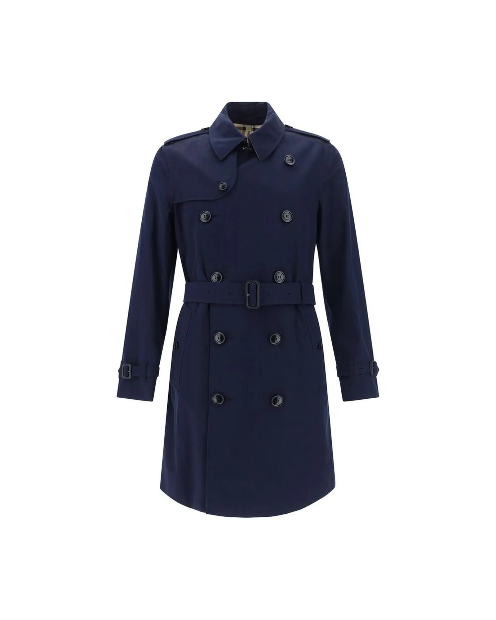 Burberry Kensington Cotton Double-Breasted Coat with Classic Collar