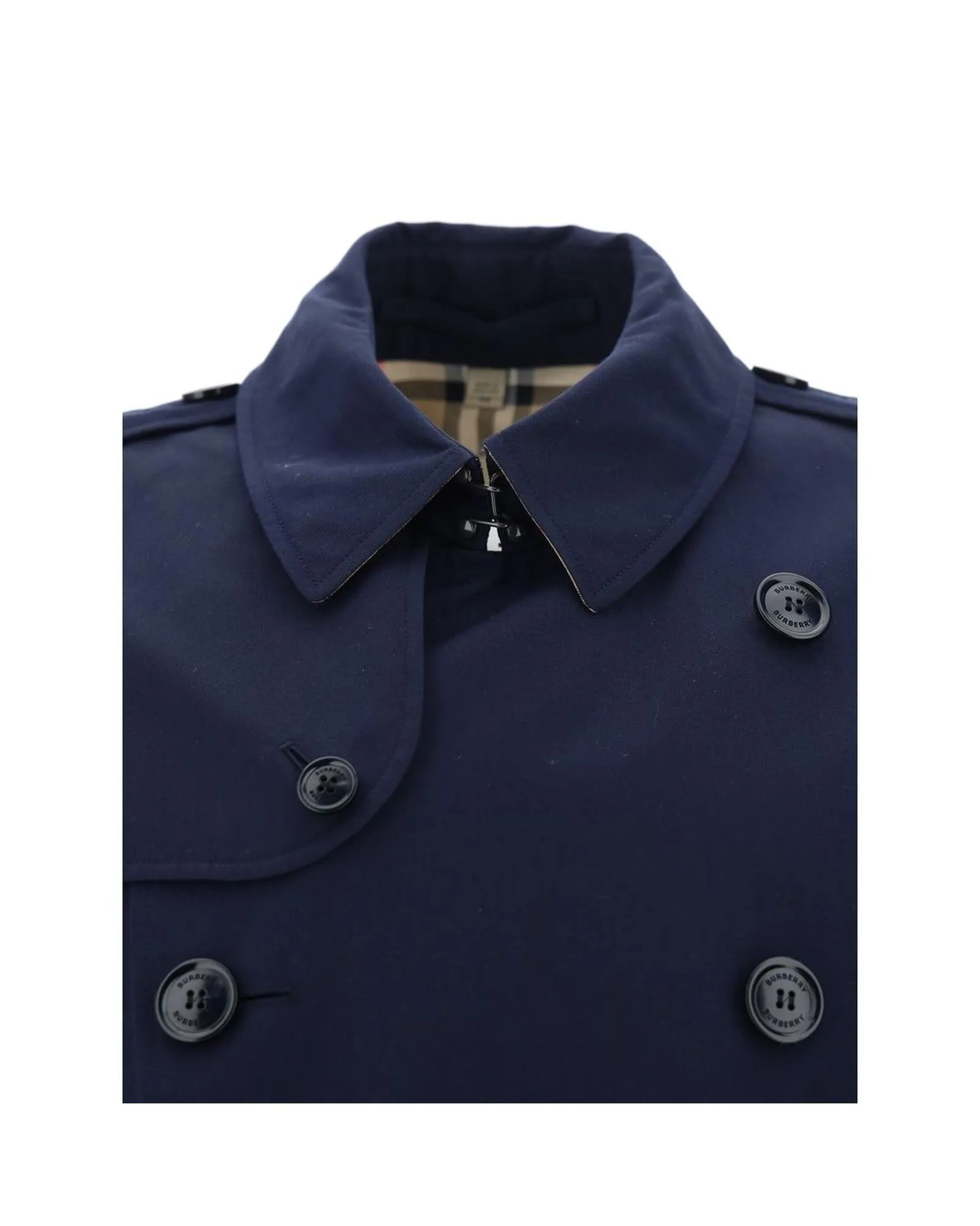 Burberry Kensington Cotton Double-Breasted Coat with Classic Collar