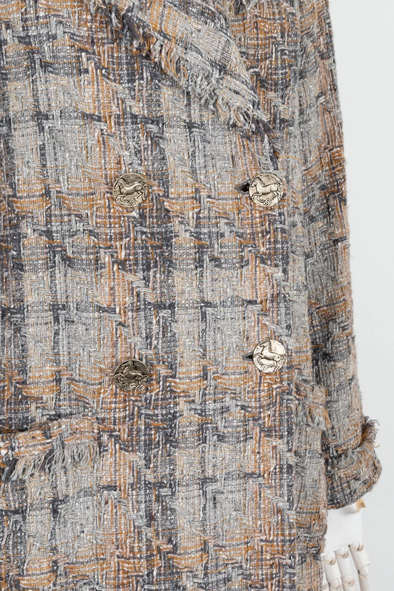 CHANEL 2017 Double Breasted Tweed Coat Brown