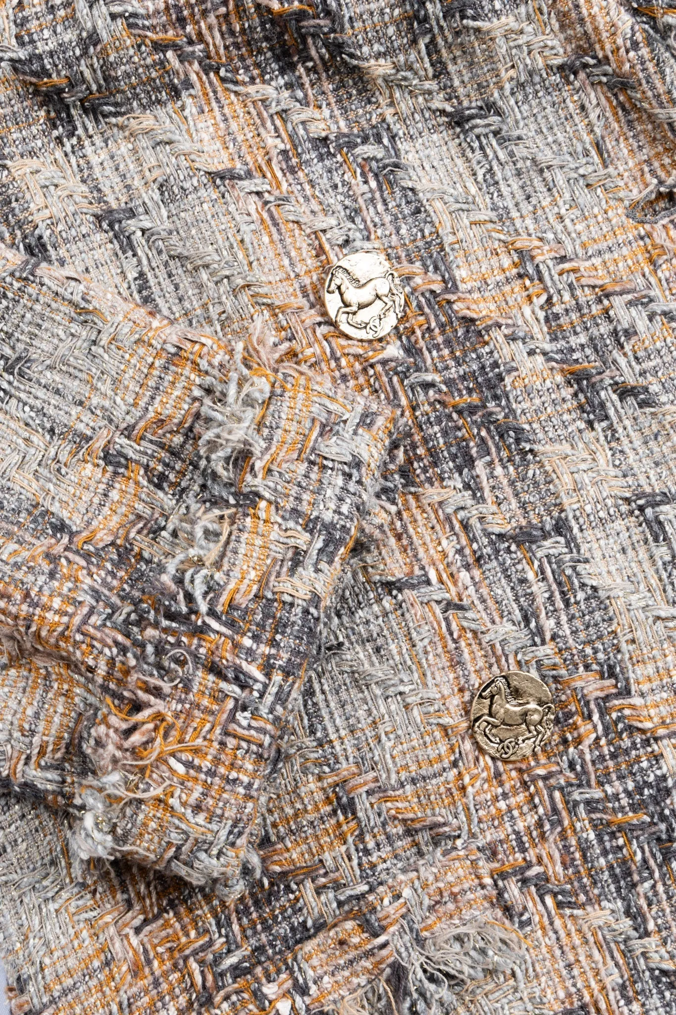 CHANEL 2017 Double Breasted Tweed Coat Brown