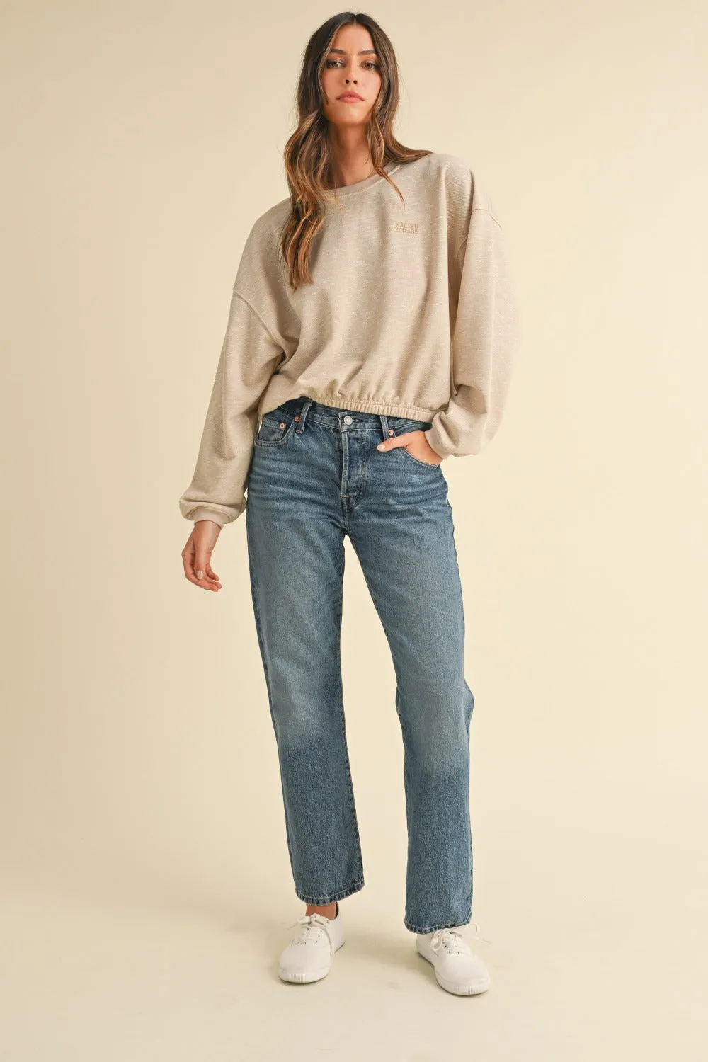 Embroidered Malibu Vintage Cropped Sweatshirt