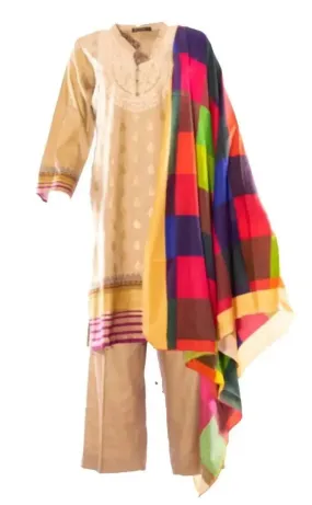 IshDeena Embroidered Indian Pakistani Dresses for Women - Wool Shawl Three Piece Set