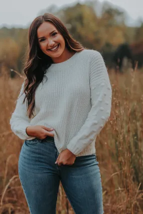 Ivory Textured Dot Knit Sweater In Regular & Curvy
