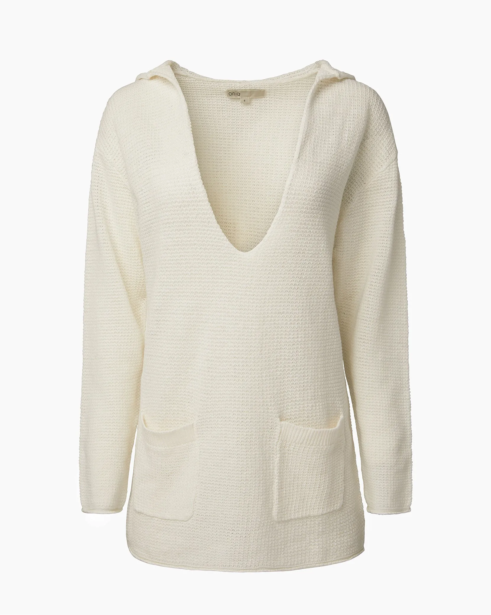 Linen Knit V-neck Hoodie
