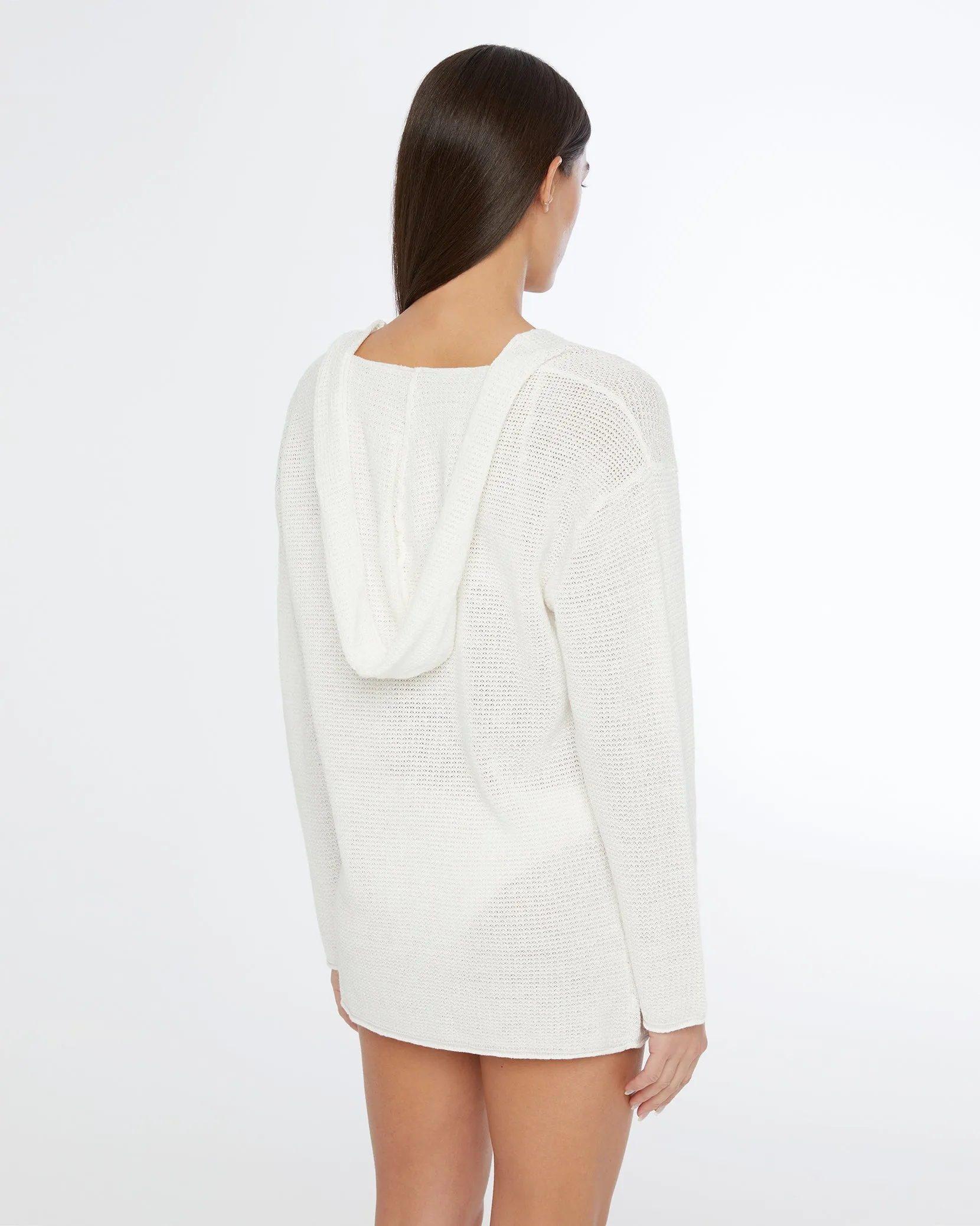 Linen Knit V-neck Hoodie