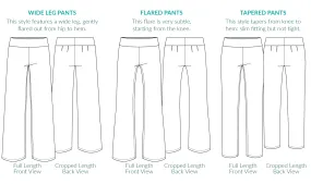 Metro Pant (wide leg, flared leg, and tapered options) IN TESTING