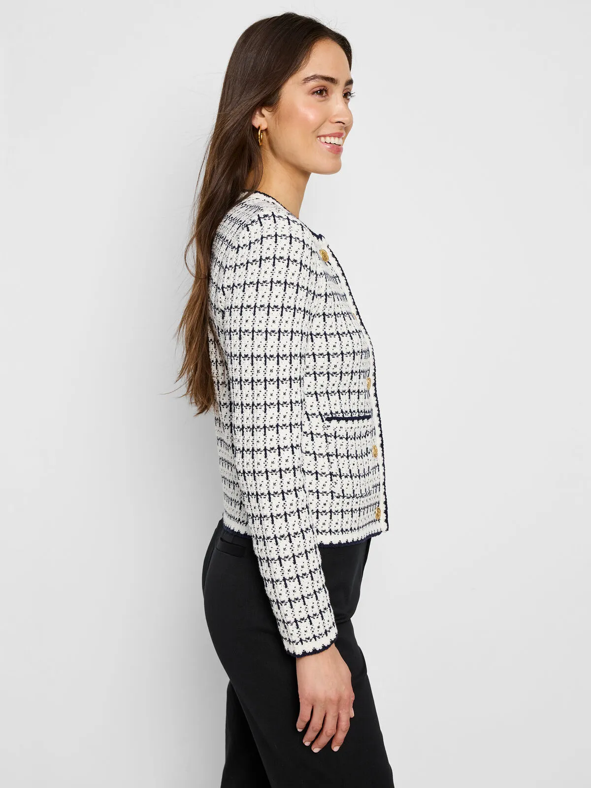 Mixed Up Sweater Jacket - Cream Multi