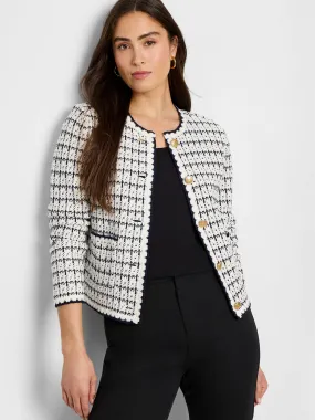 Mixed Up Sweater Jacket - Cream Multi