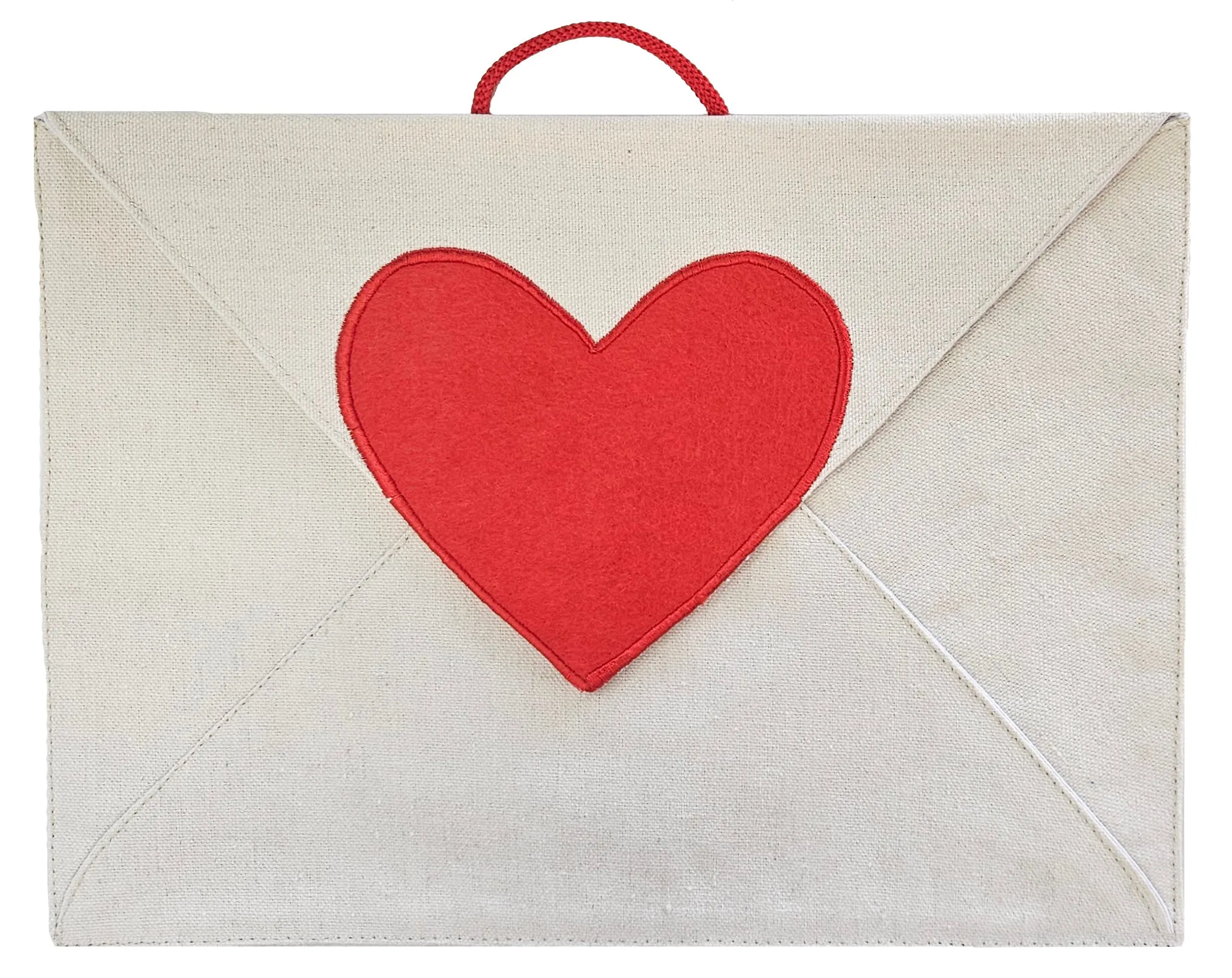 Personalized Valentine Heart Canvas Envelope w/ 14 Love Note Cards with hanging loop for mantle, chair, or door