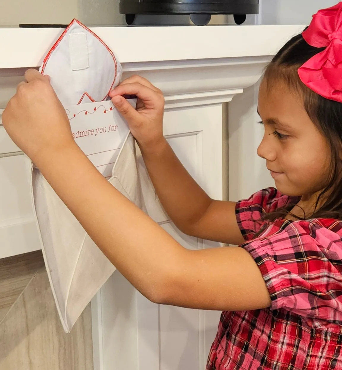 Personalized Valentine Heart Canvas Envelope w/ 14 Love Note Cards with hanging loop for mantle, chair, or door