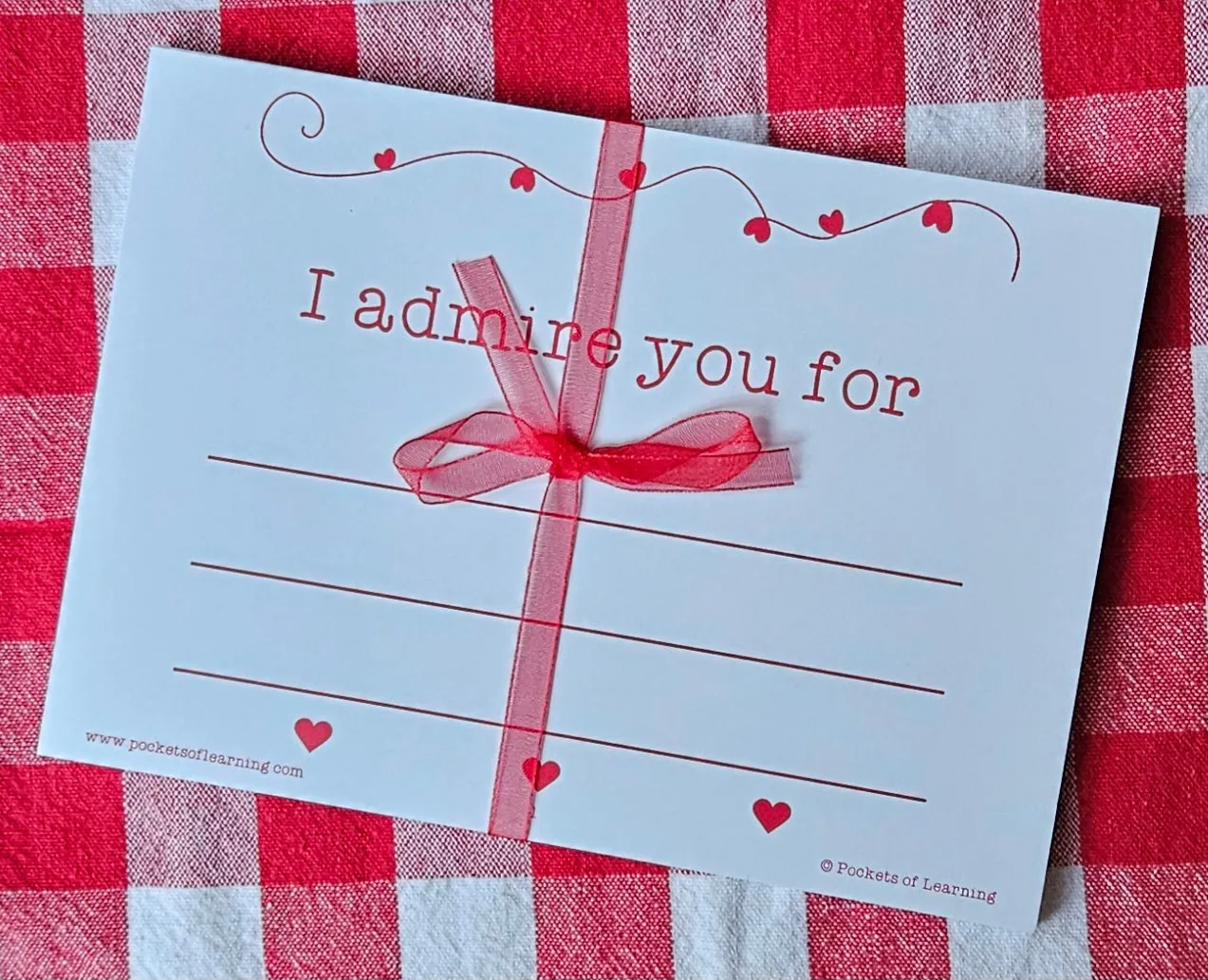 Personalized Valentine Heart Canvas Envelope w/ 14 Love Note Cards with hanging loop for mantle, chair, or door
