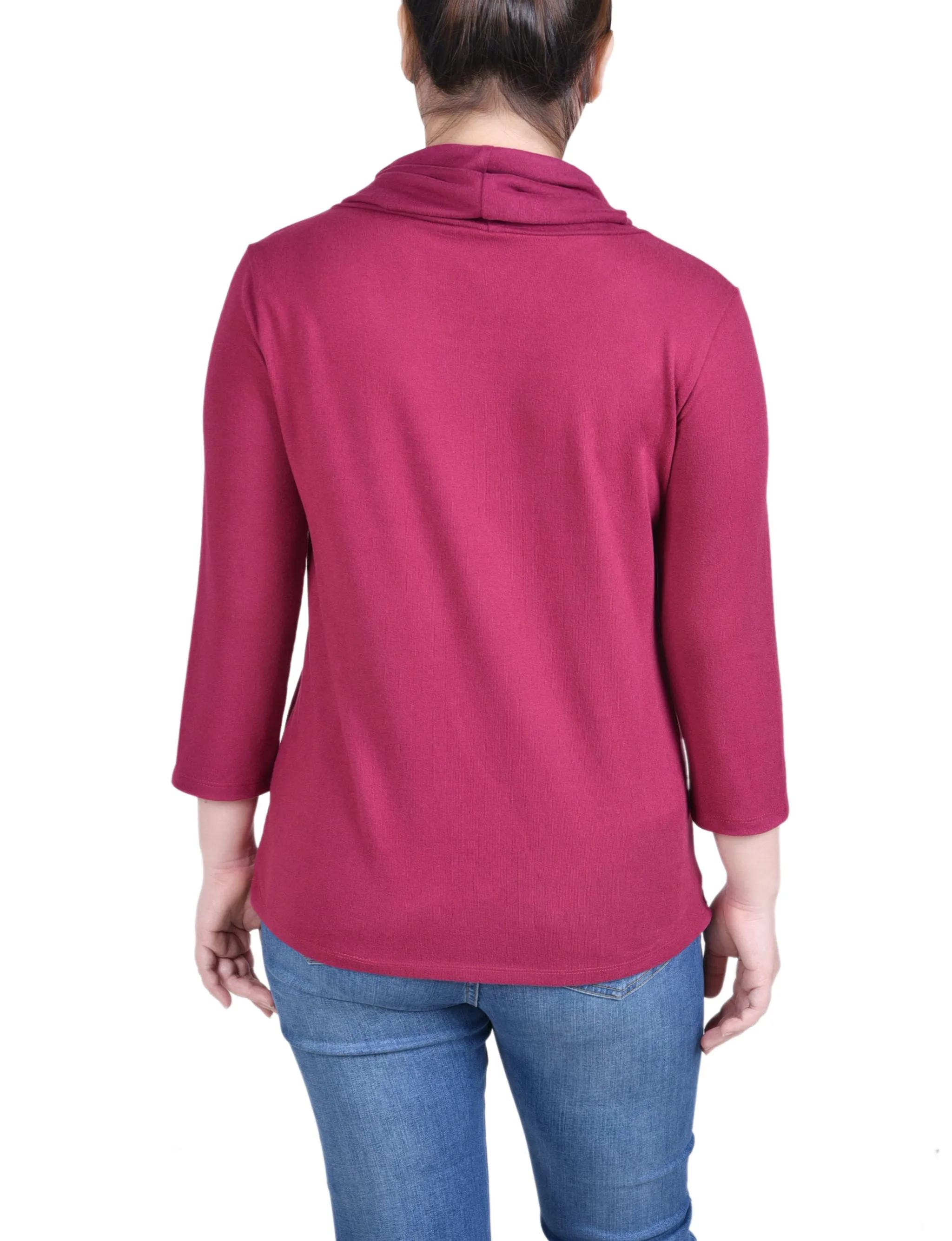 Petite 3/4 Slv Top With Grommet Hem