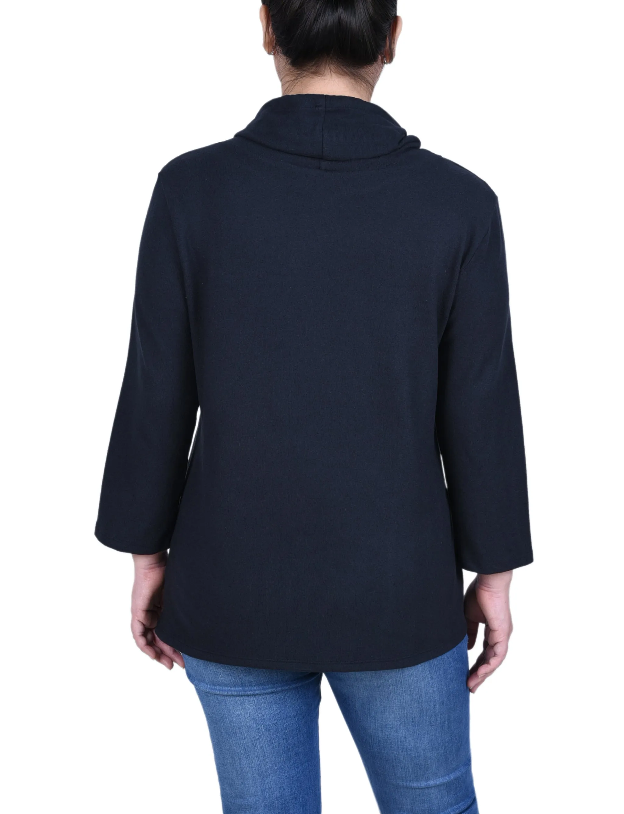 Petite 3/4 Slv Top With Grommet Hem