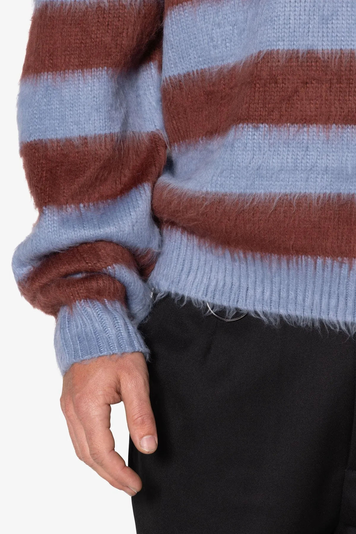 Prep Stripe Fuzzy Sweater - Blue/Red