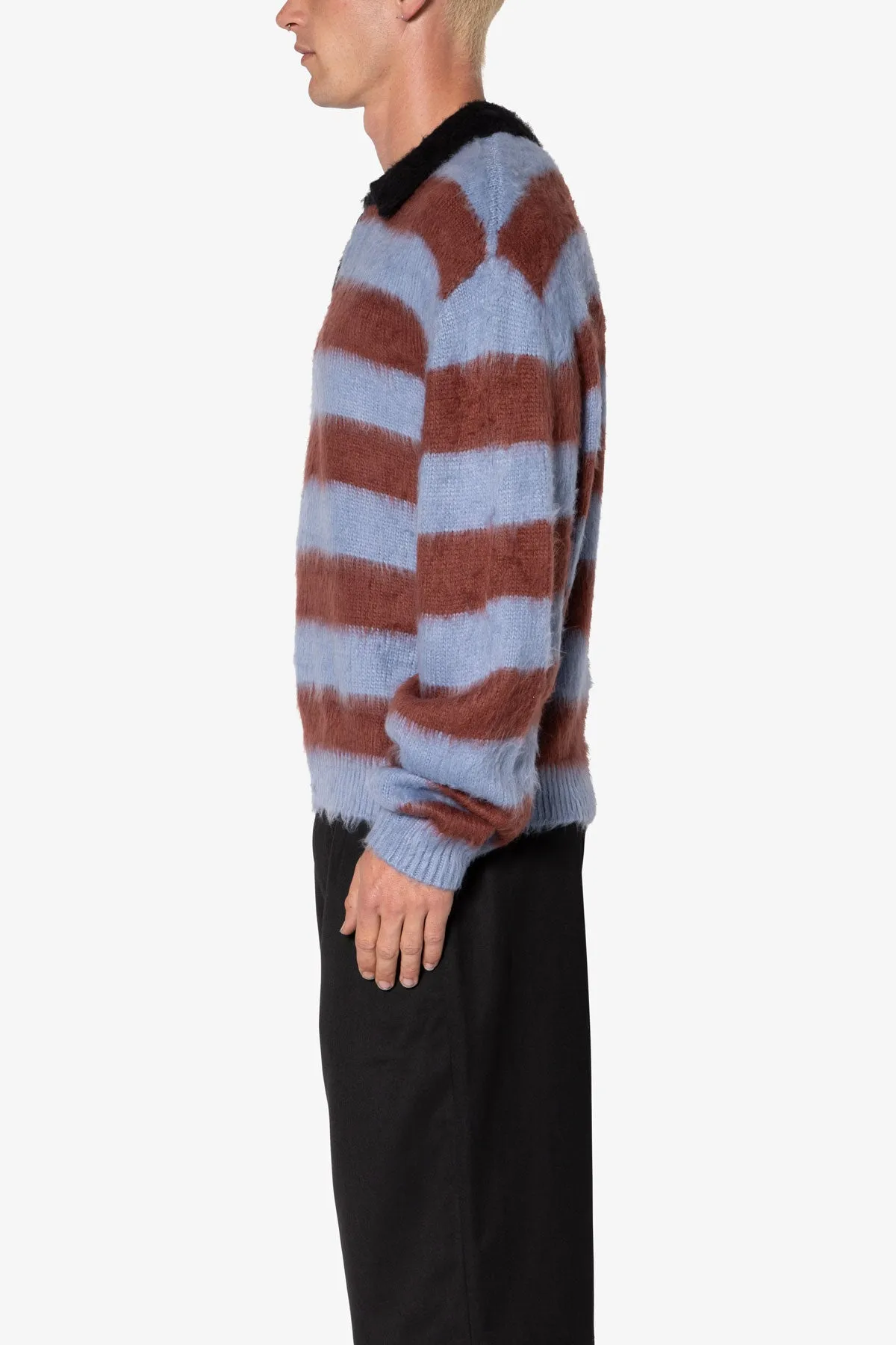 Prep Stripe Fuzzy Sweater - Blue/Red