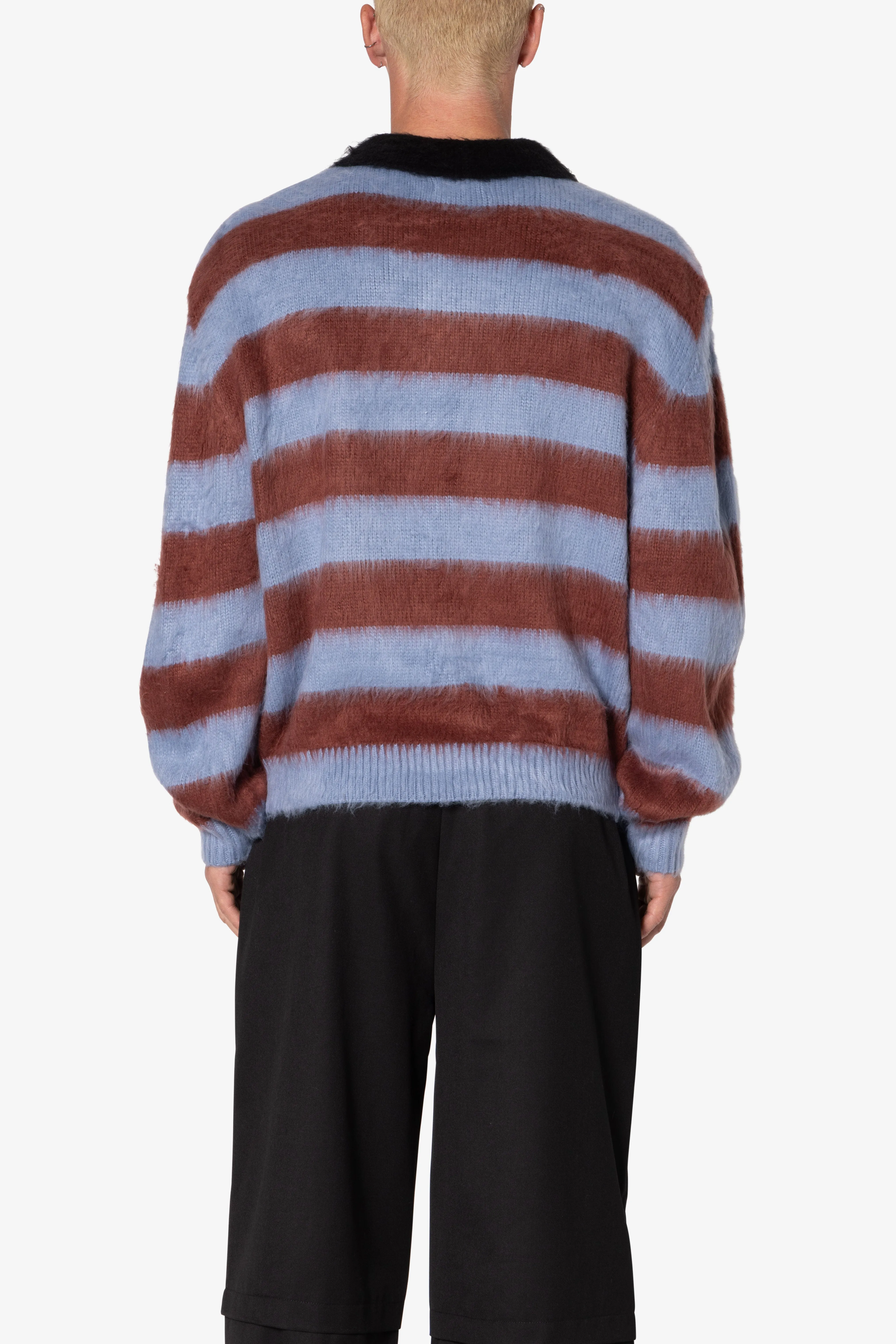 Prep Stripe Fuzzy Sweater - Blue/Red