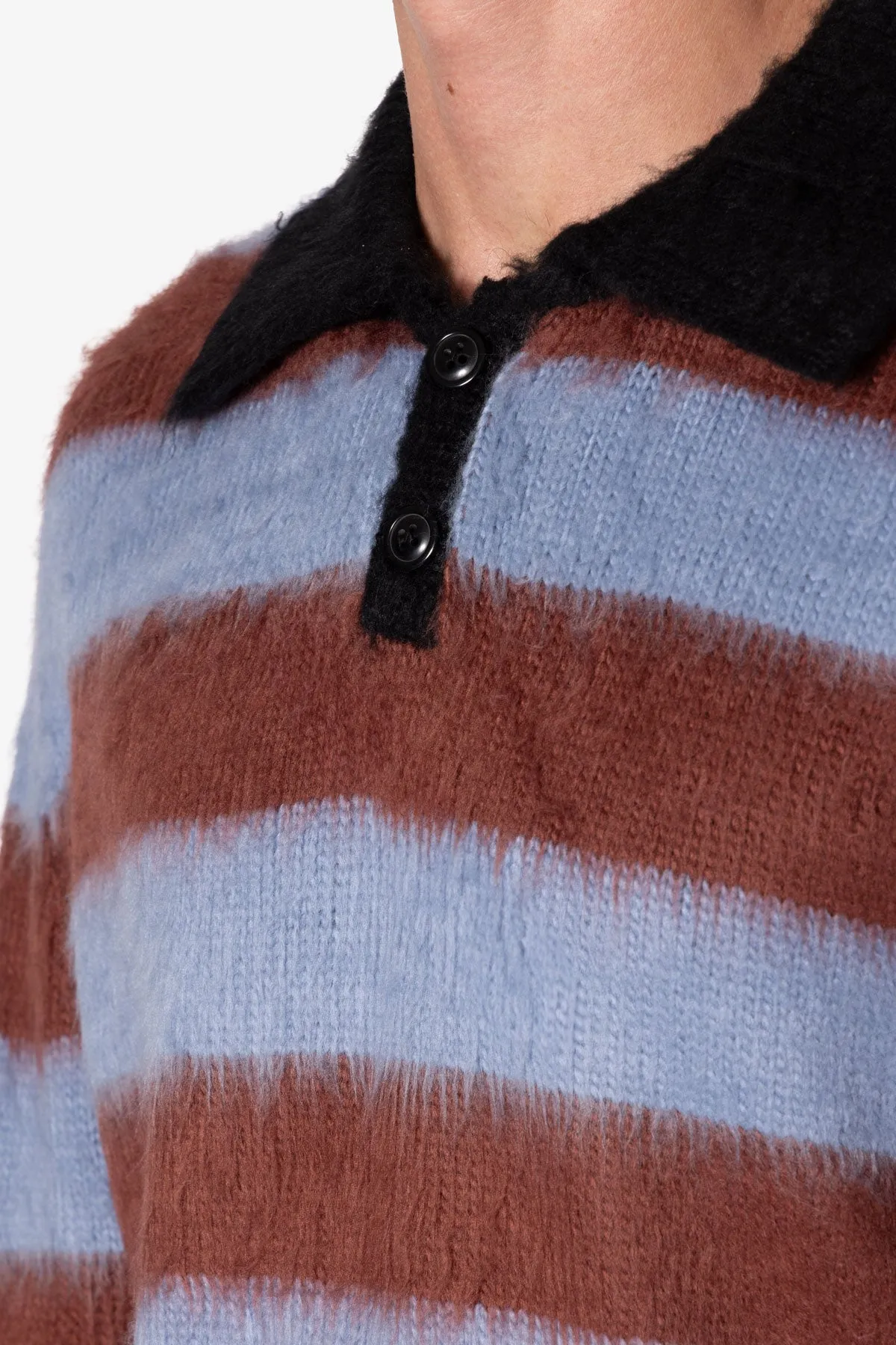 Prep Stripe Fuzzy Sweater - Blue/Red