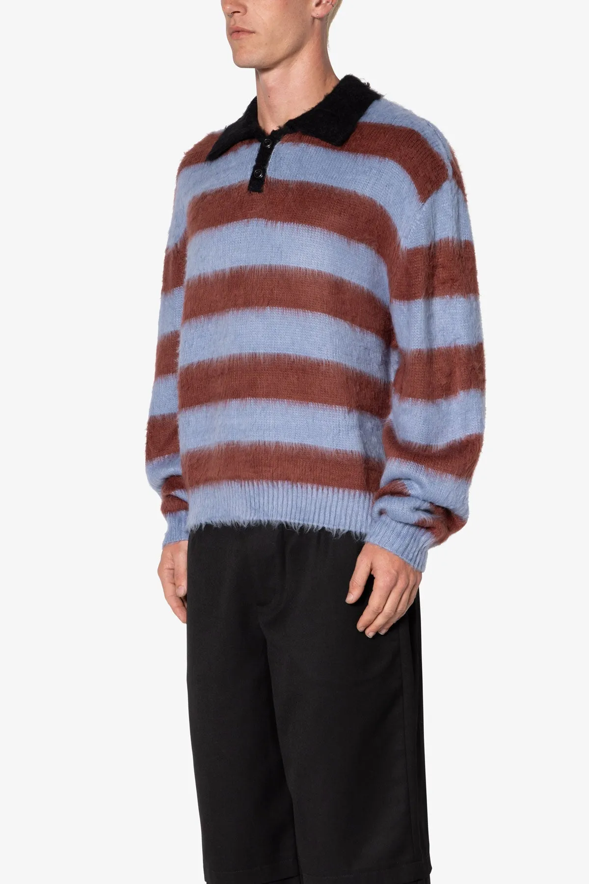 Prep Stripe Fuzzy Sweater - Blue/Red