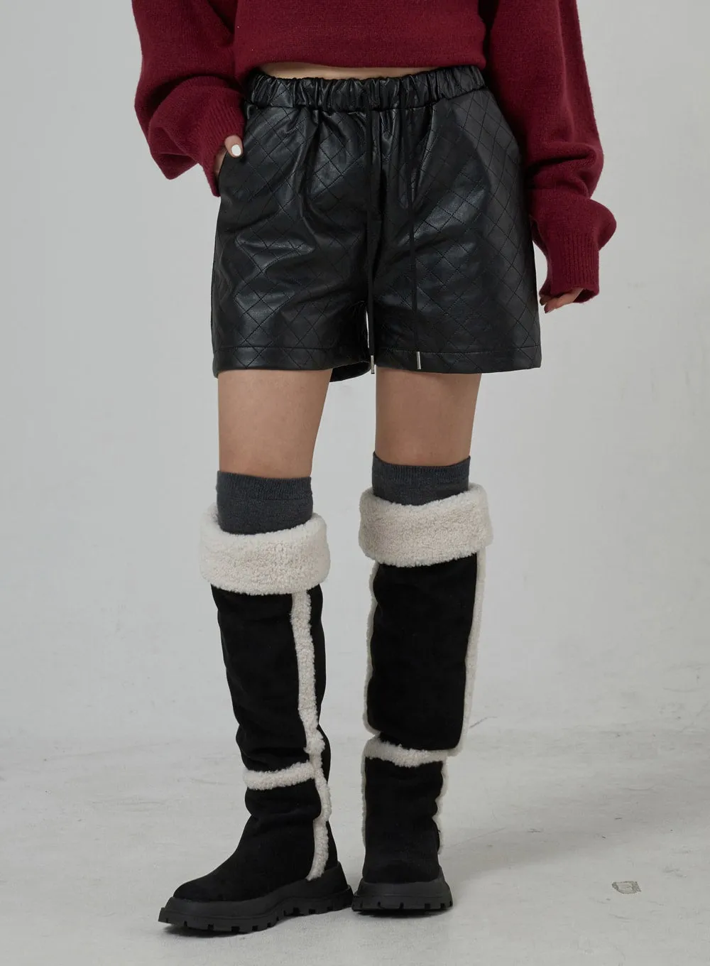 Quilted Faux Leather Shorts CD30