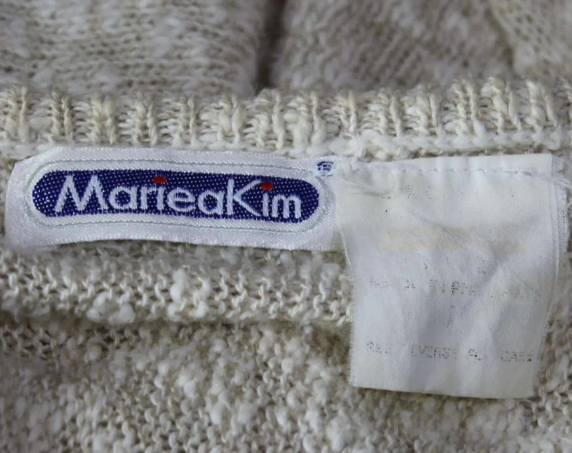 Size 14 Collage Pullover - 1980s Artsy Mixed Media Pastel Sweater - Large 80s Textured Chenille Lace Knit & Crochet - Spring Chic - Bust 47