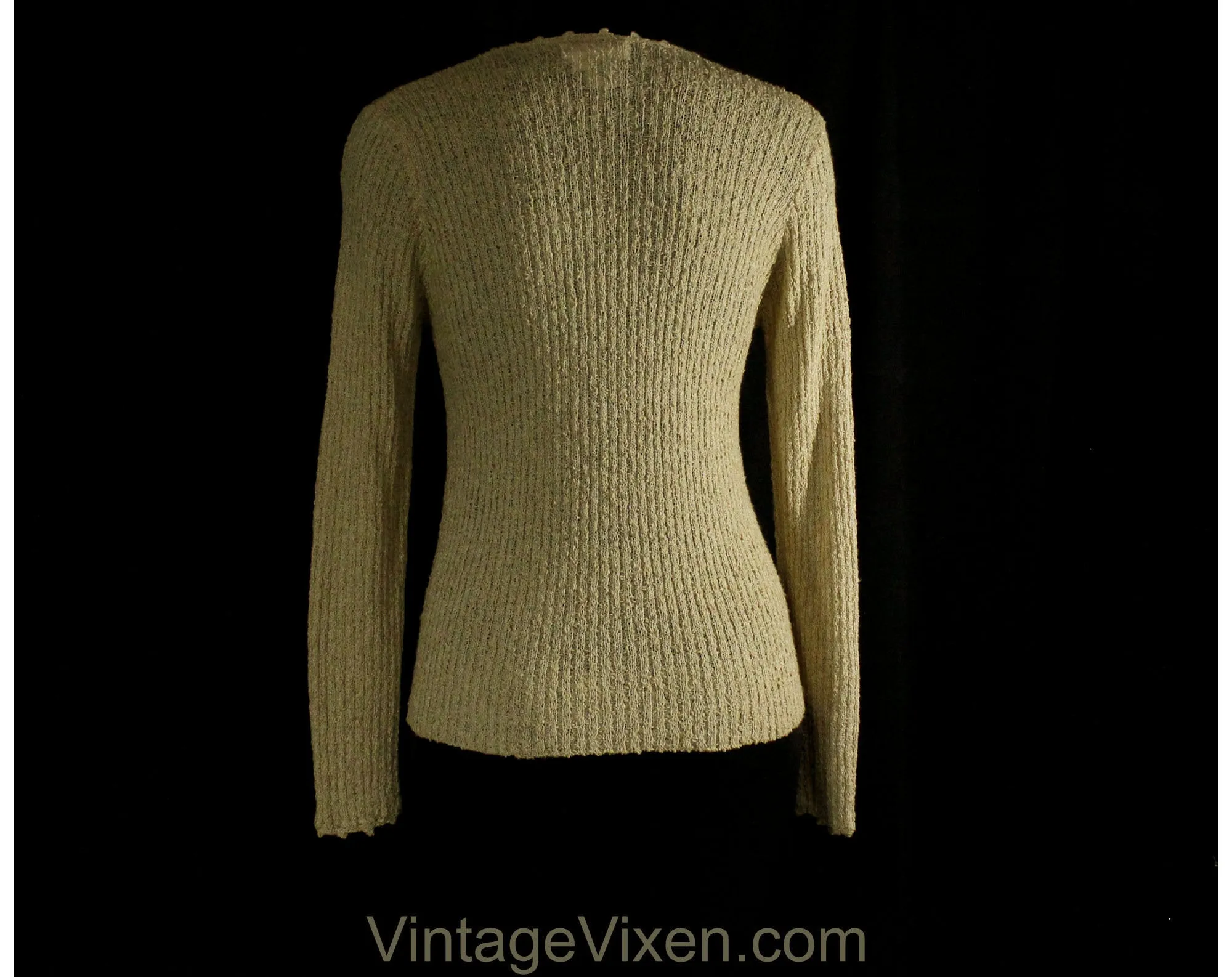 Size 6 Tan Pullover - 1980s Taupe Boucle Sweater - Small 80s V Neck Casual 80's Nubby Textured Beige Knit Top - Fall Autumn - Bust 34